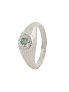 Opal Signet Ring with "A Star to Guide Me" Engraving