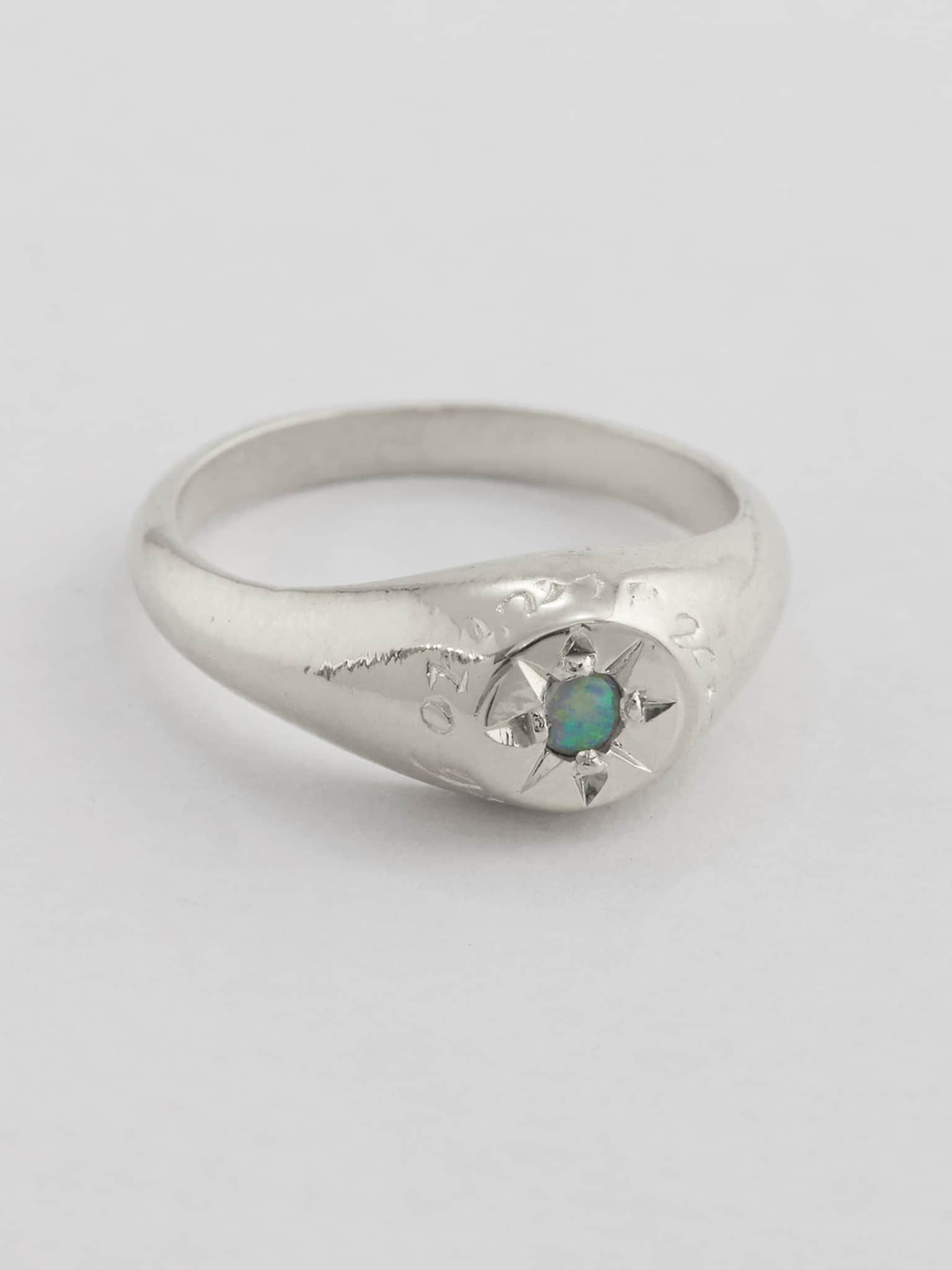 Opal Signet Ring with "A Star to Guide Me" Engraving - image 5 | silver