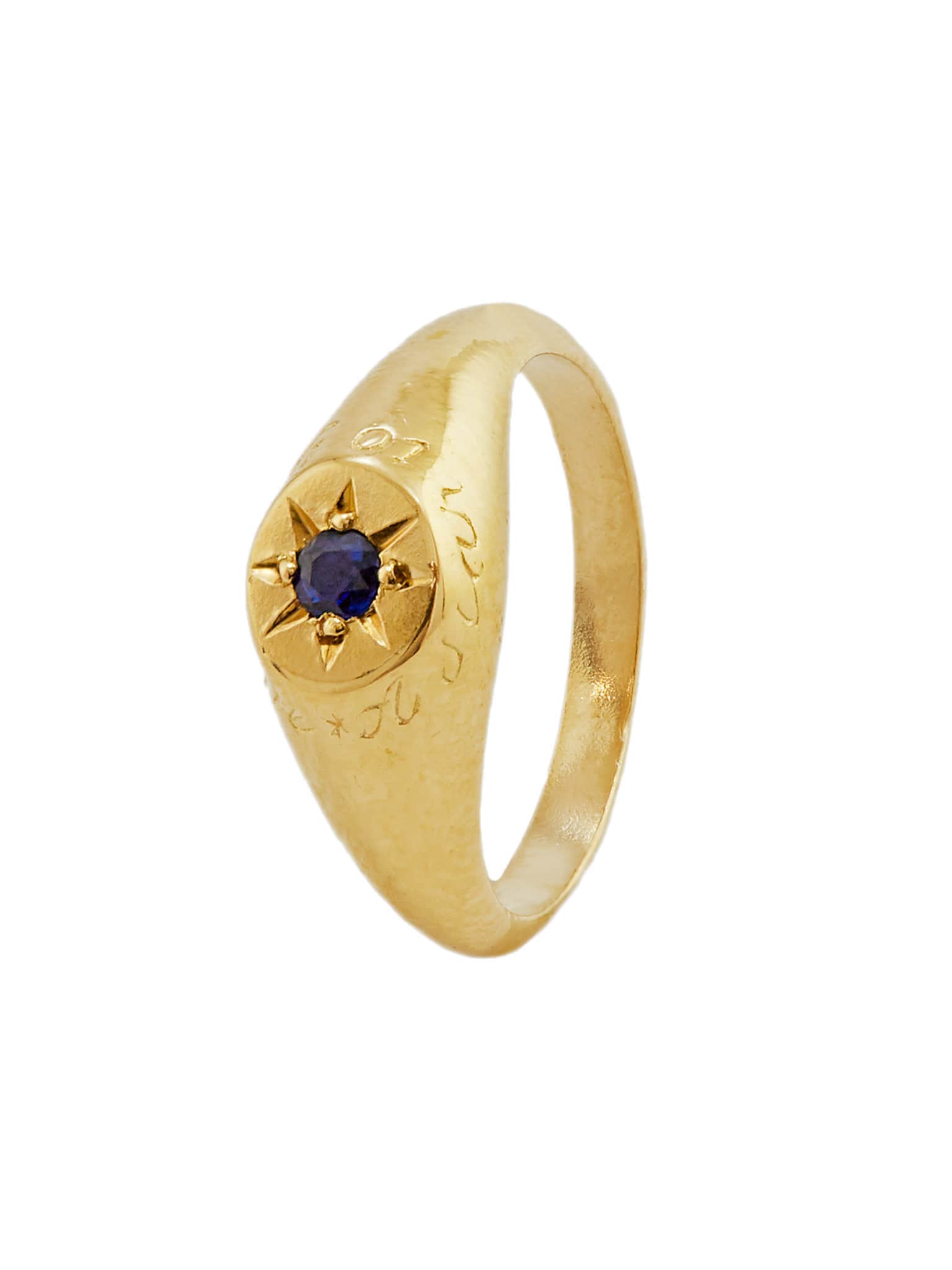 Sapphire Signet Ring with "A Star to Guide Me" Engraving - image 1 | gold plate