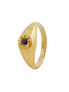 Sapphire Signet Ring with "A Star to Guide Me" Engraving