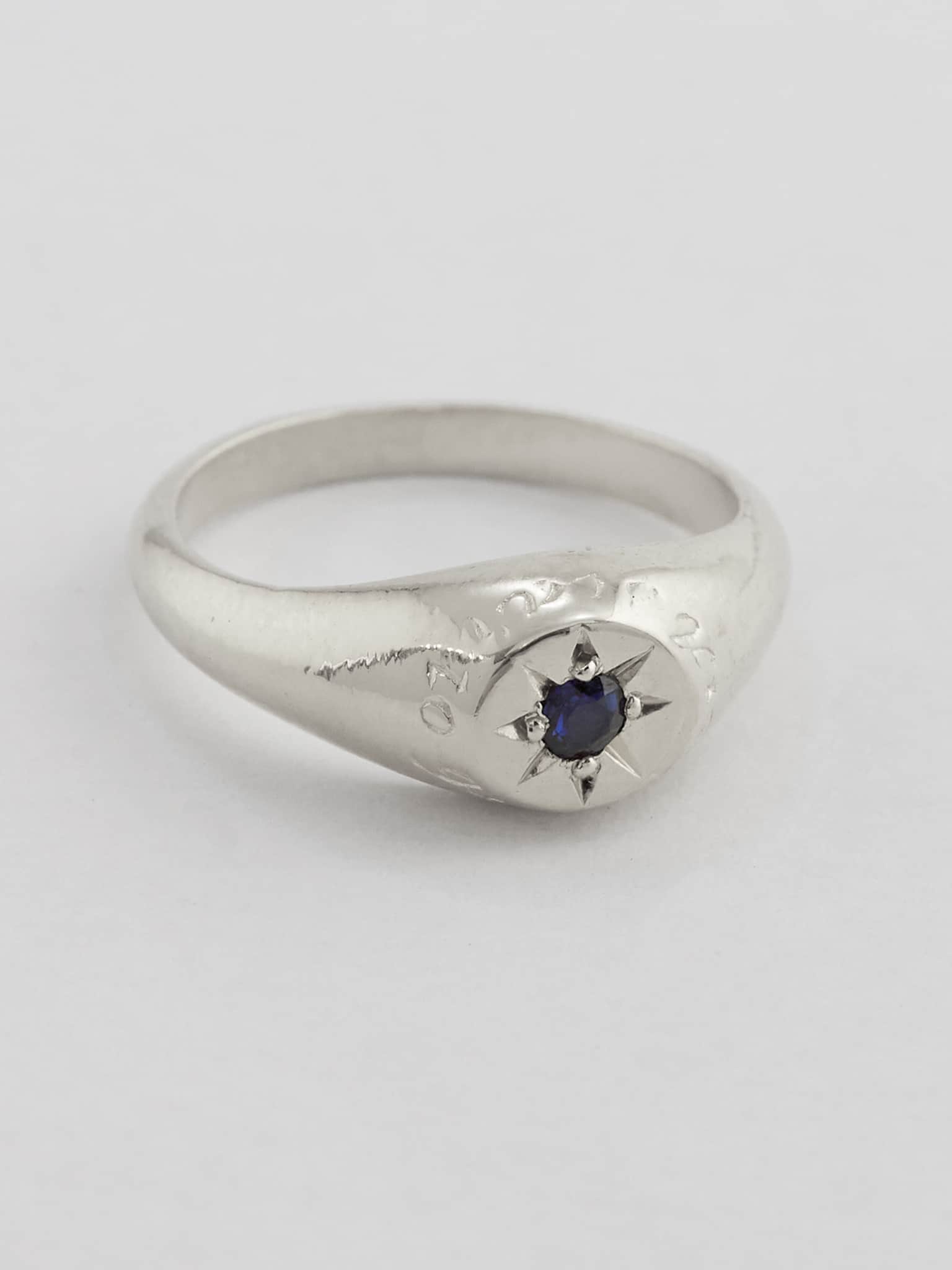 Sapphire Signet Ring with "A Star to Guide Me" Engraving - image 5 | silver