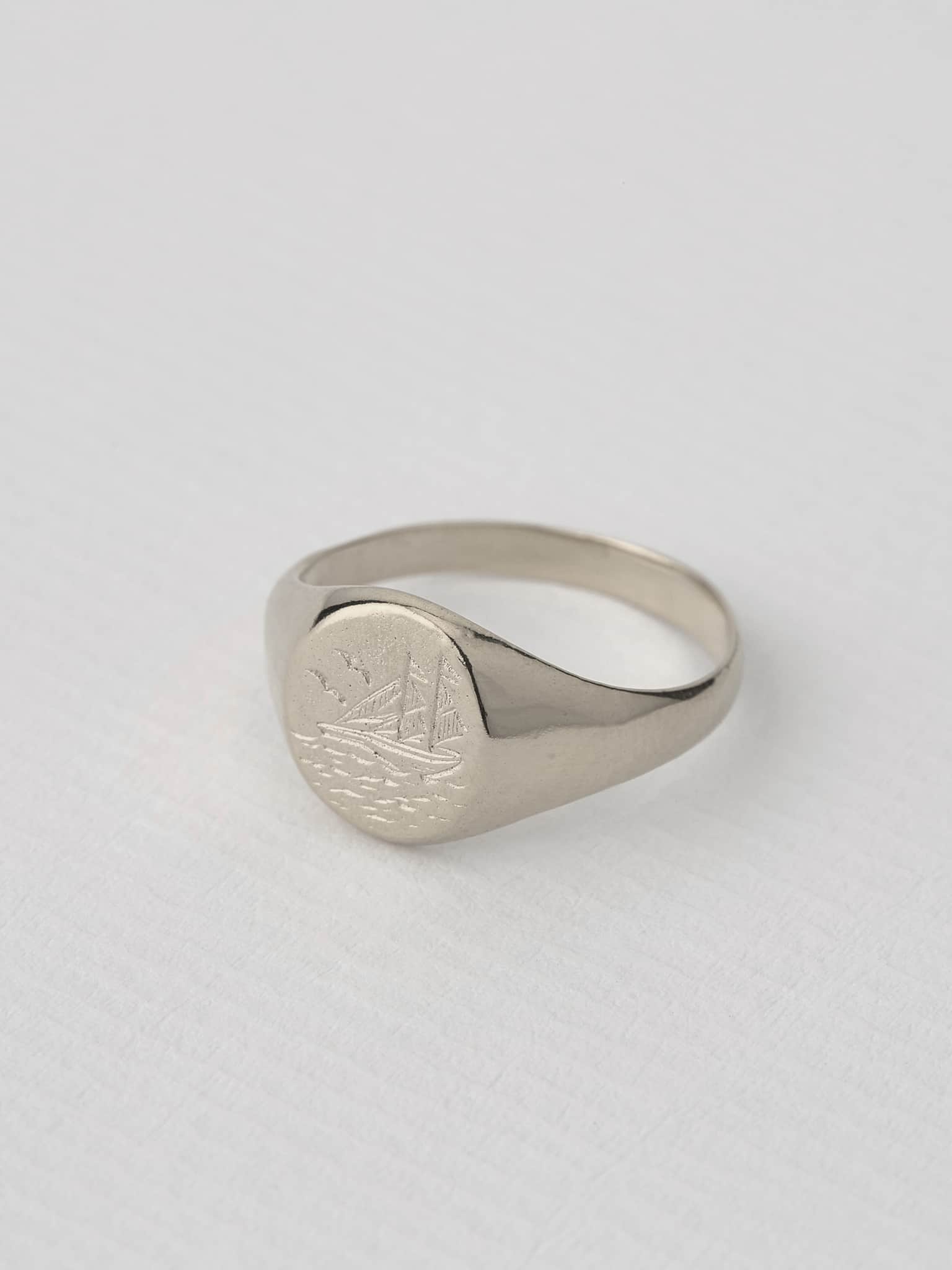 Ship at Sea Signet Ring - image 6 | silver