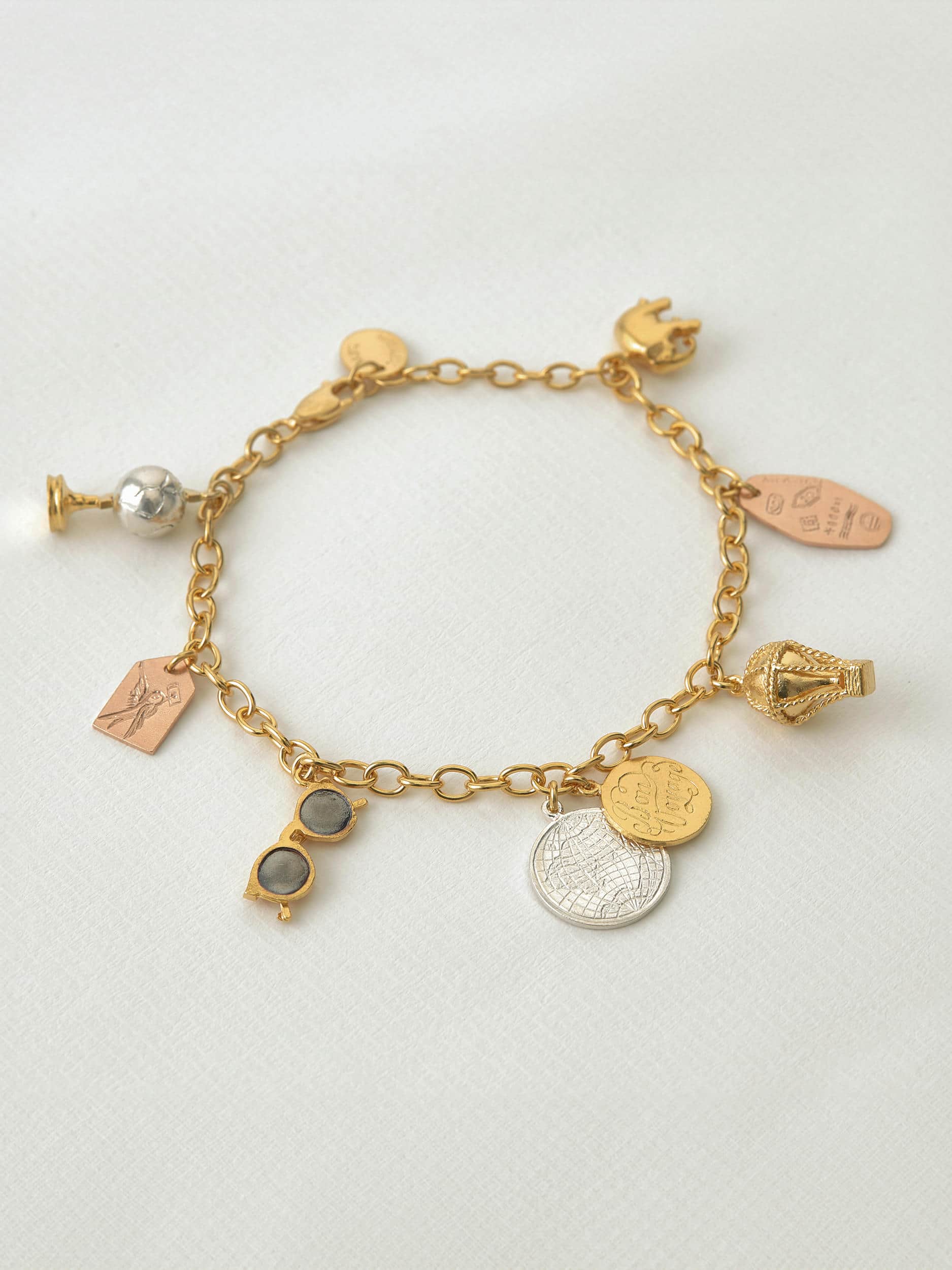 Globe Trotter Charm Bracelet - image 5 | silver, rose & gold plate
