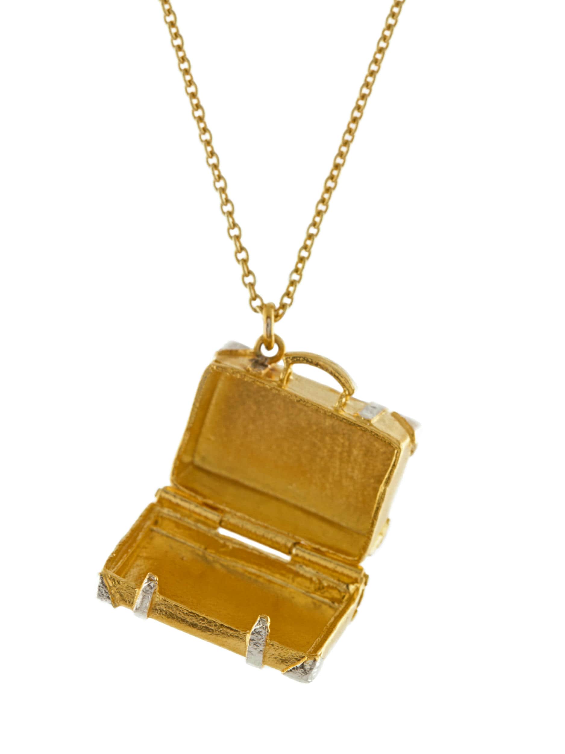 Vintage Suitcase Locket - image 6 | silver & gold plate