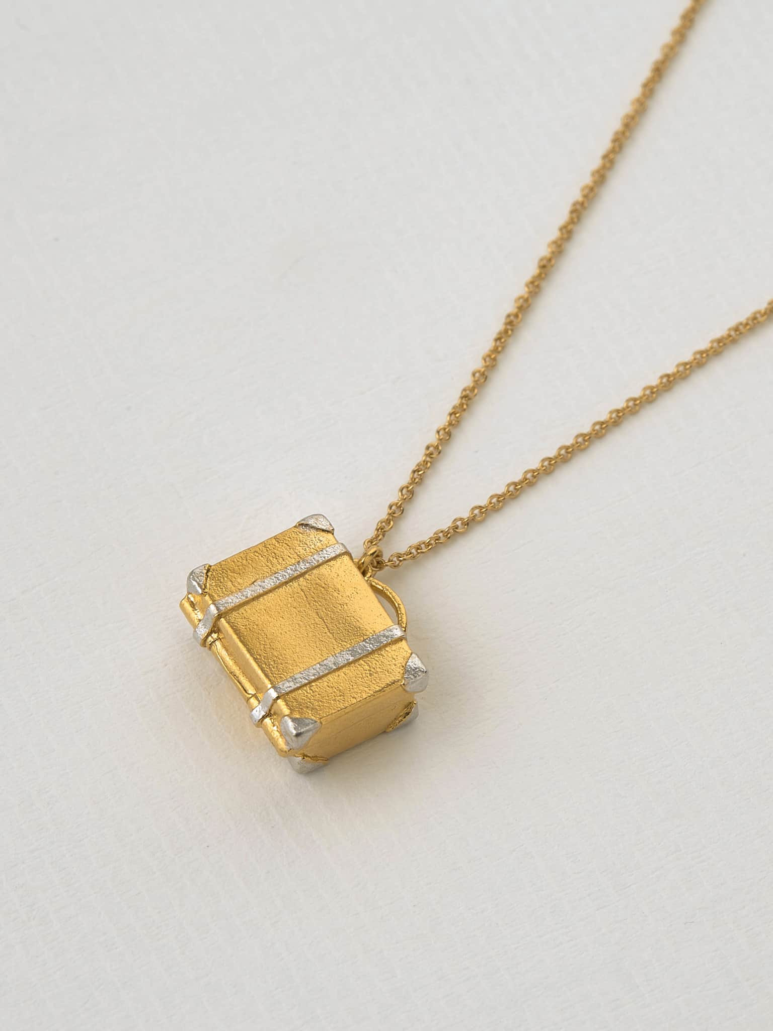 Vintage Suitcase Locket - image 4 | silver & gold plate