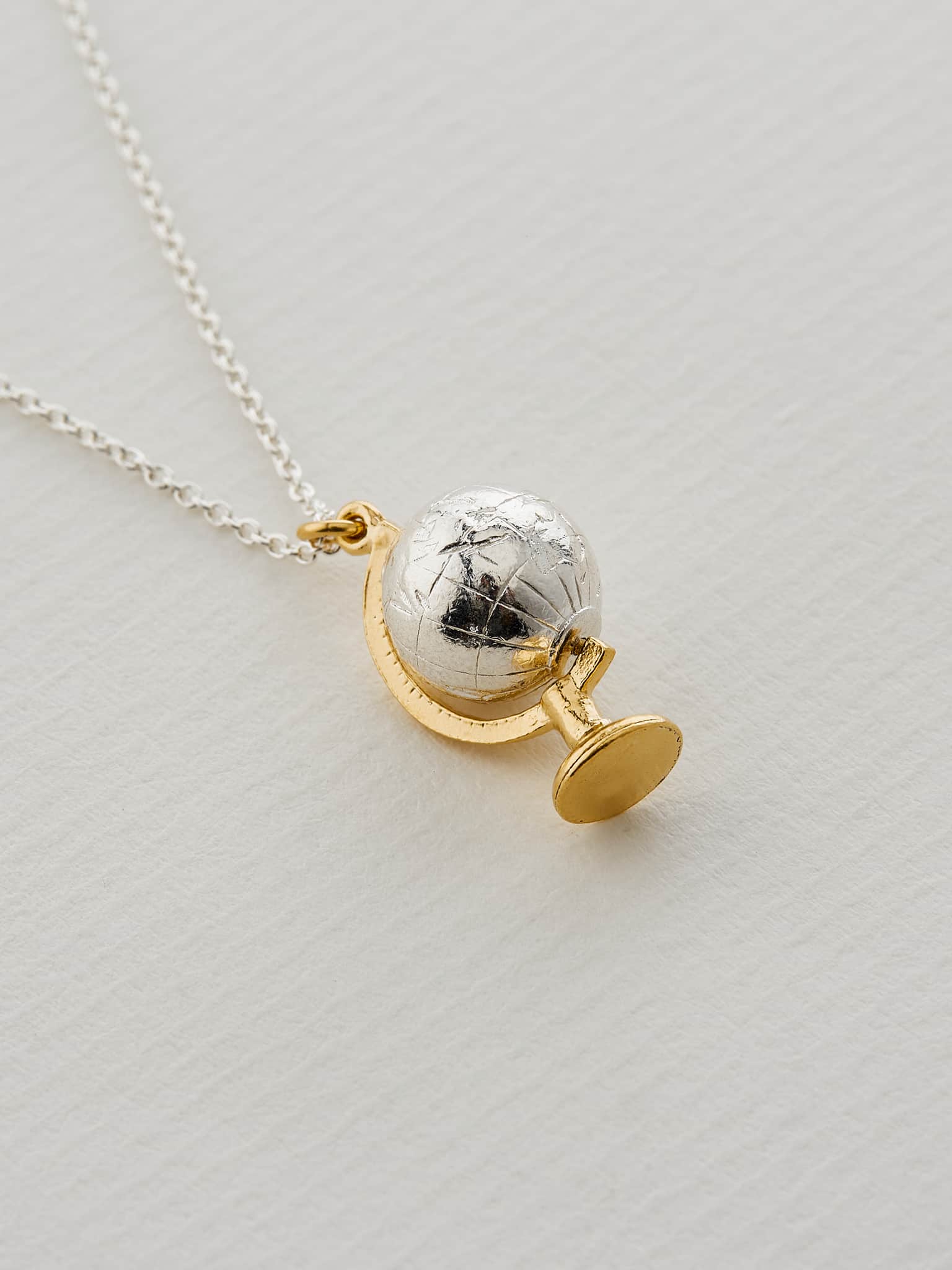 Spinning Globe Necklace - image 4 | silver & gold plate