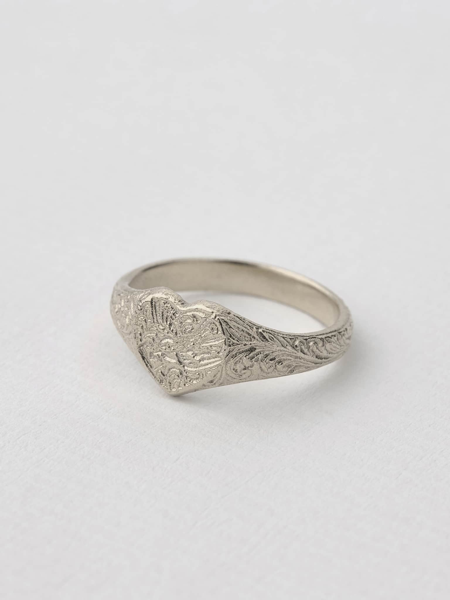 Victoriana Heart Signet Ring - image 7 | silver