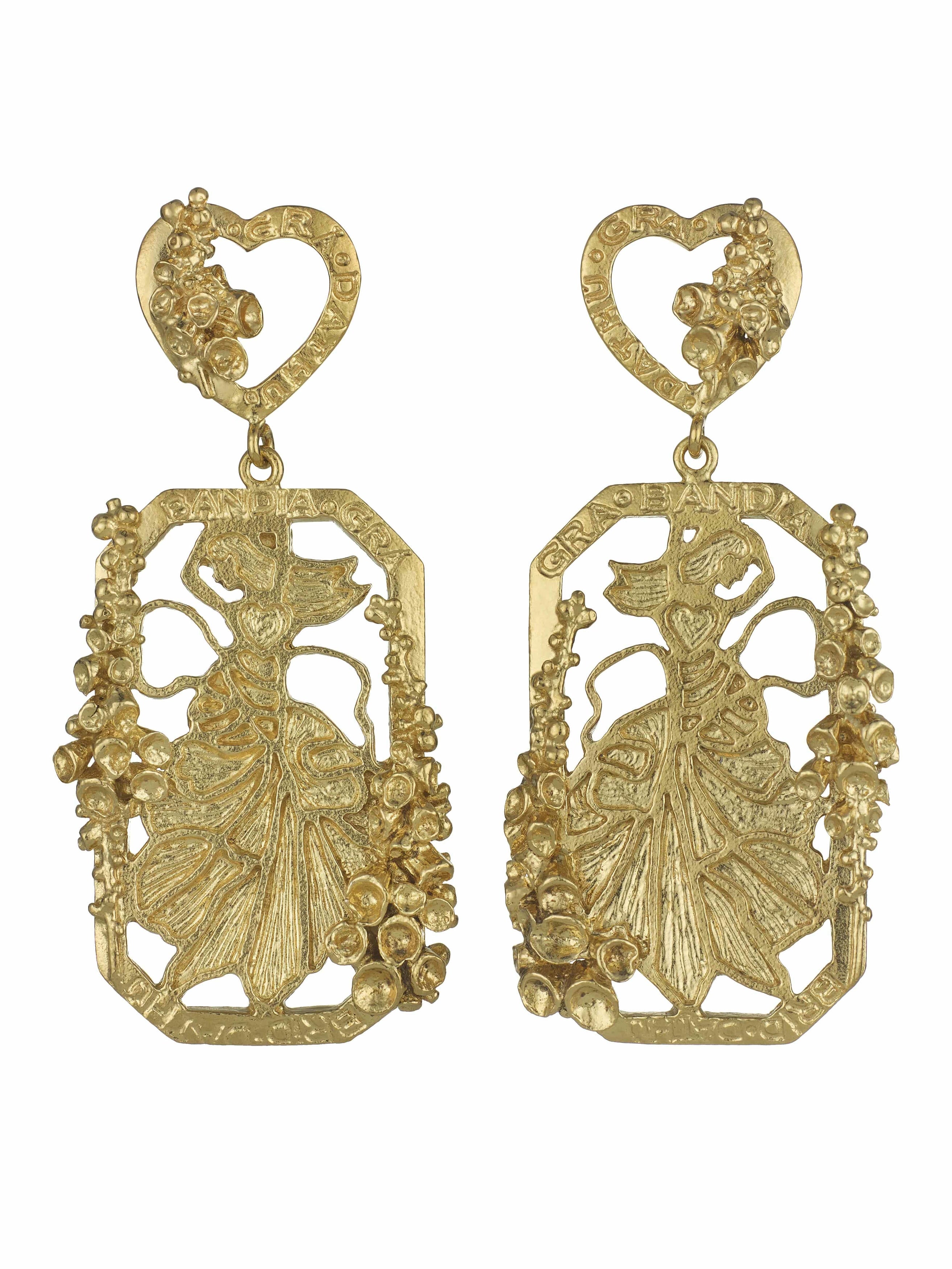 AM x Emma Dabiri Engraved Goddess Drop Earrings - image 1 | gold plate