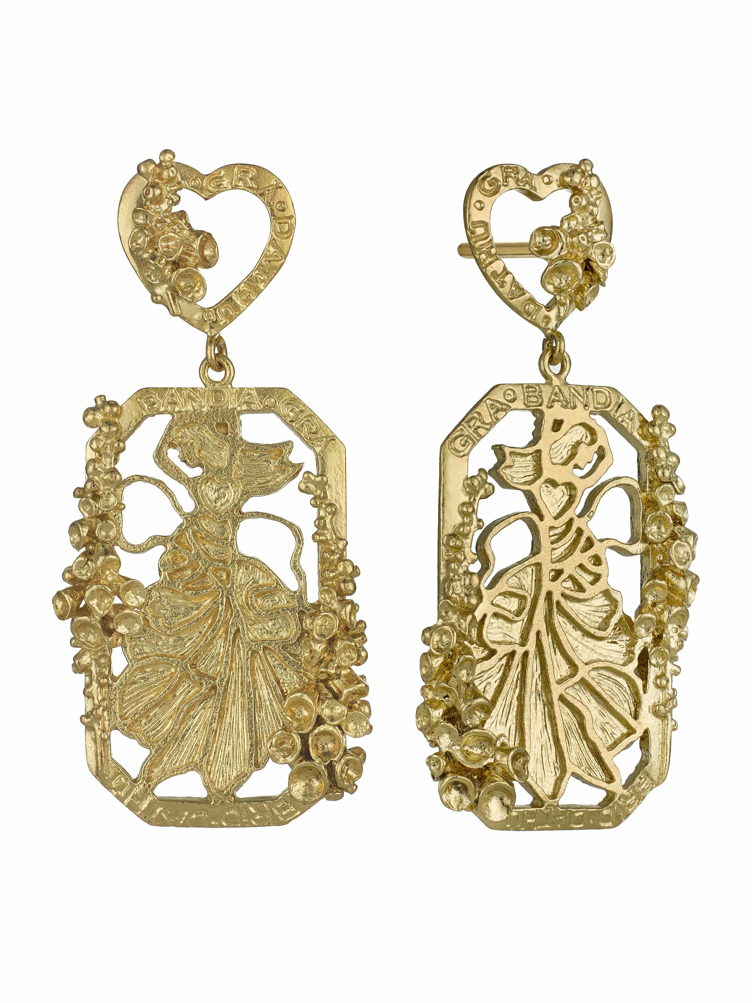 AM x Emma Dabiri Engraved Goddess Drop Earrings - image 5 | gold plate