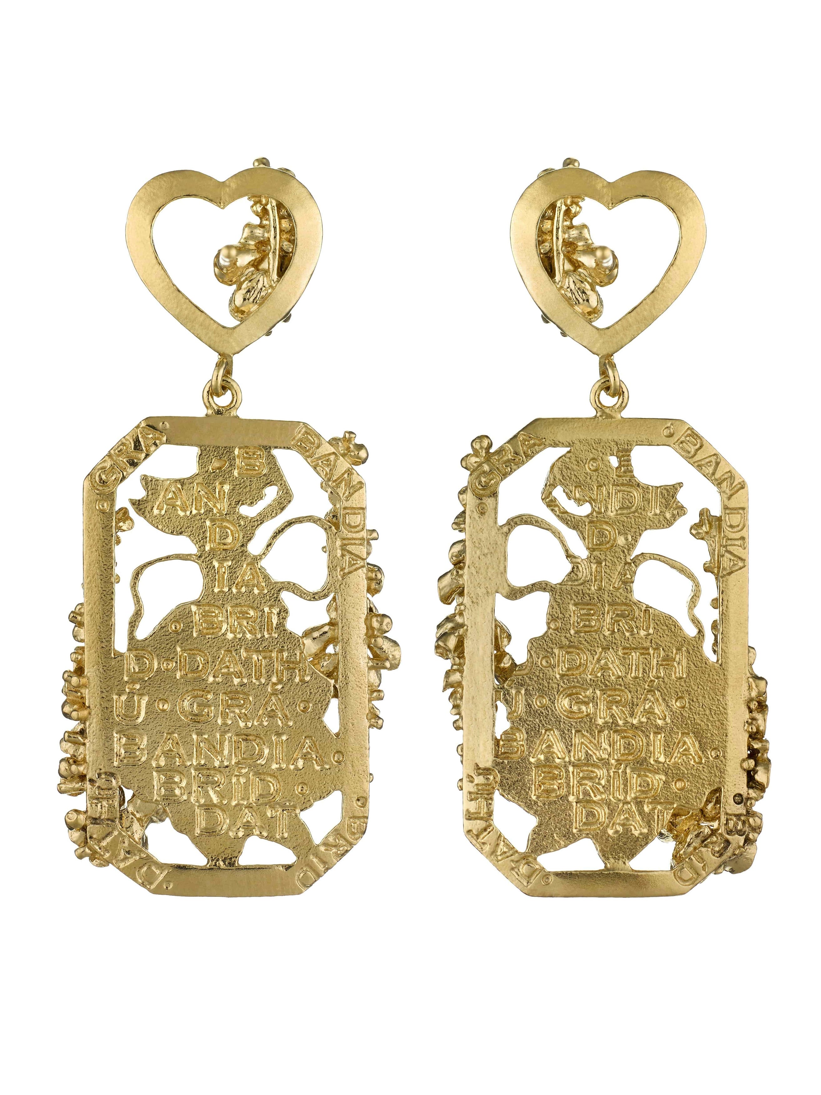 AM x Emma Dabiri Engraved Goddess Drop Earrings - image 6 | gold plate