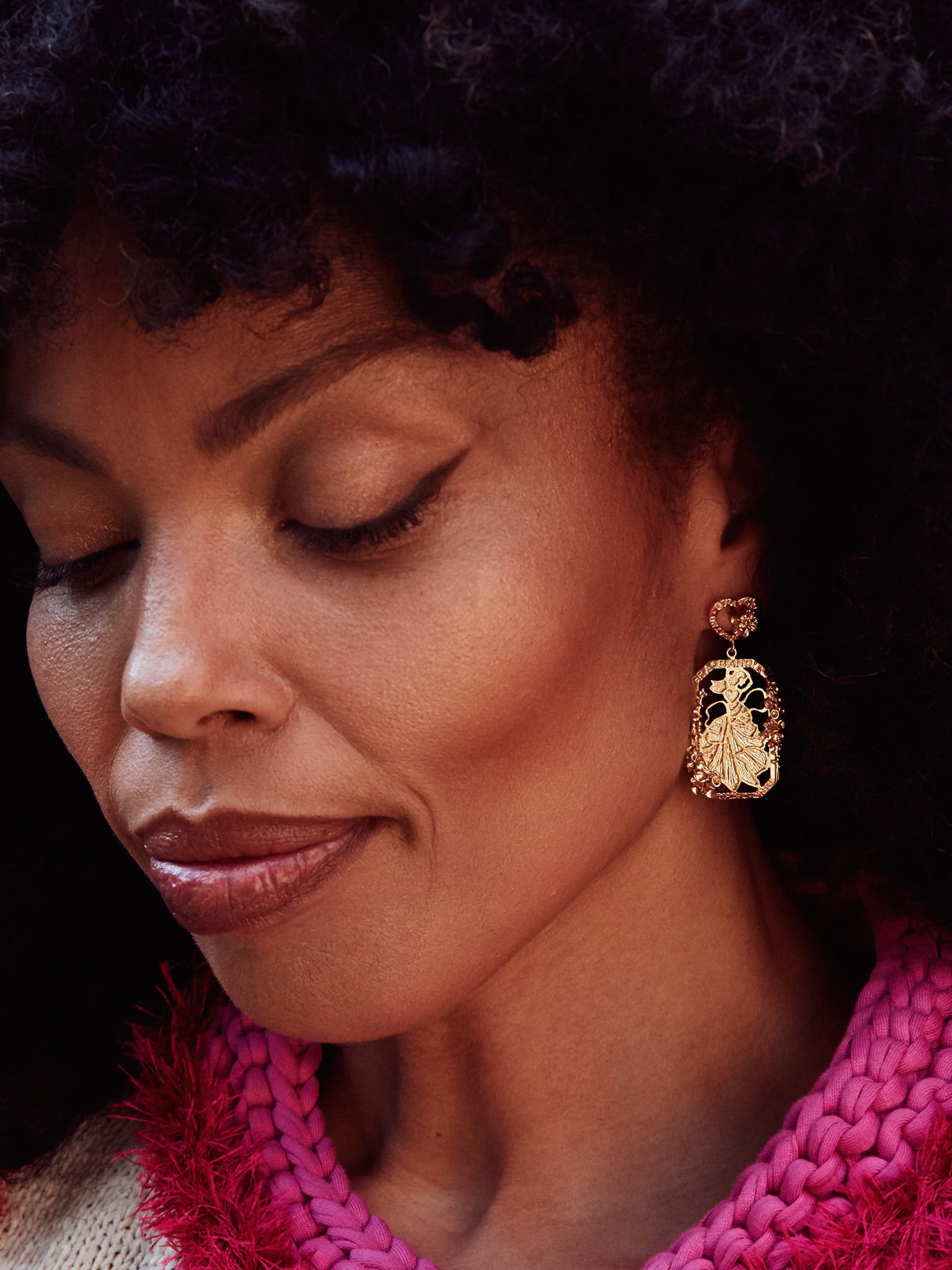 AM x Emma Dabiri Engraved Goddess Drop Earrings - image 2
