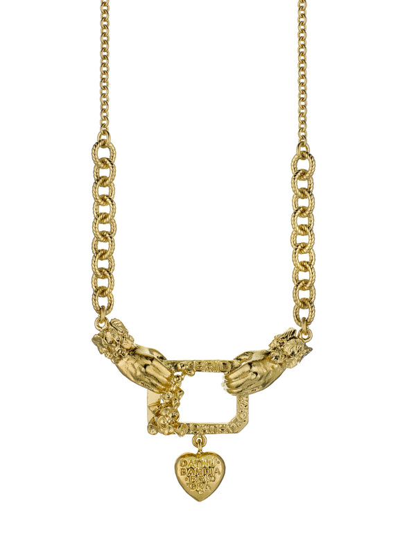 AM x Emma Dabiri Graduated Claddagh Foxglove Frame Necklace
