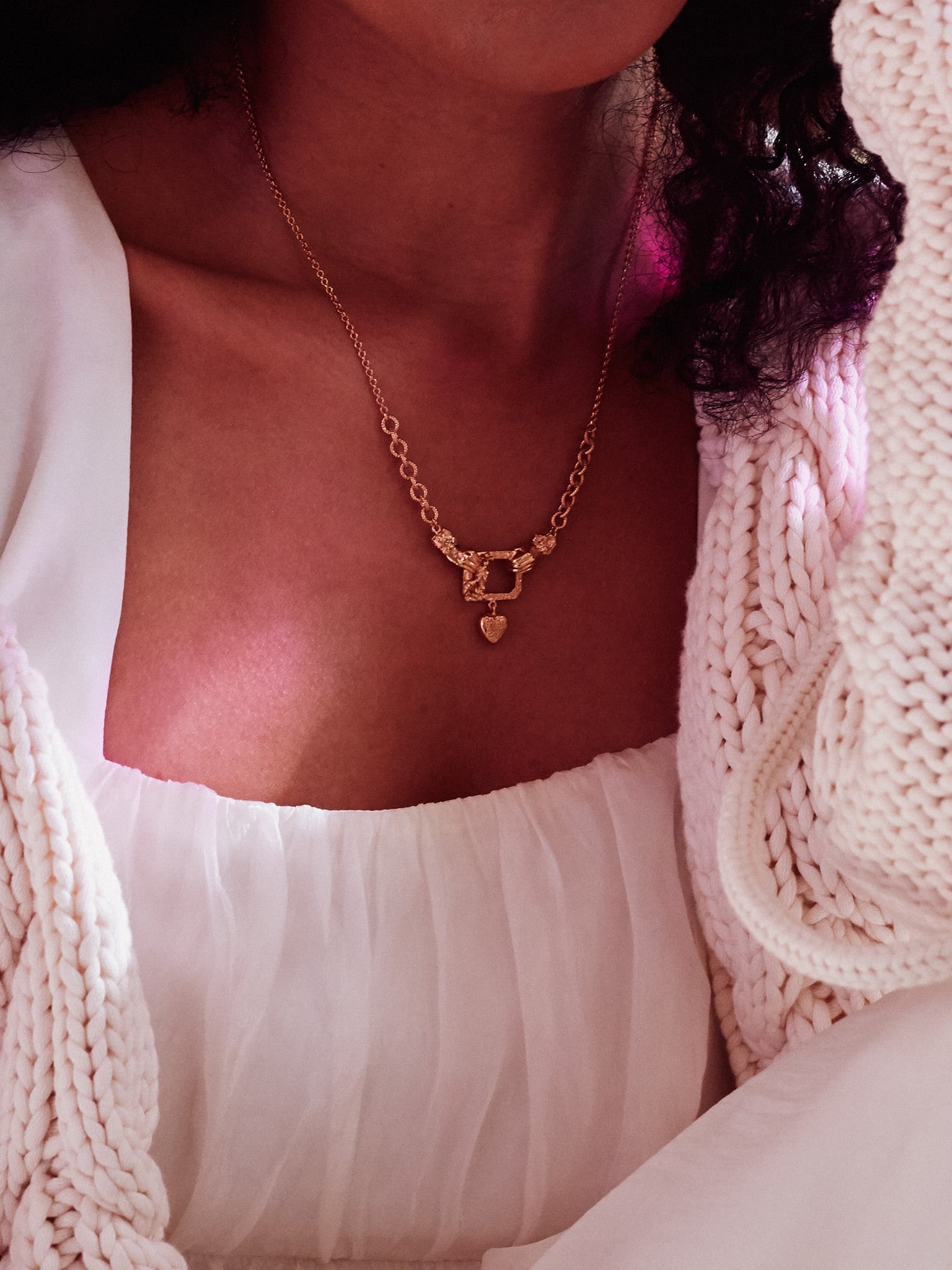 AM x Emma Dabiri Graduated Claddagh Foxglove Frame Necklace - image 2