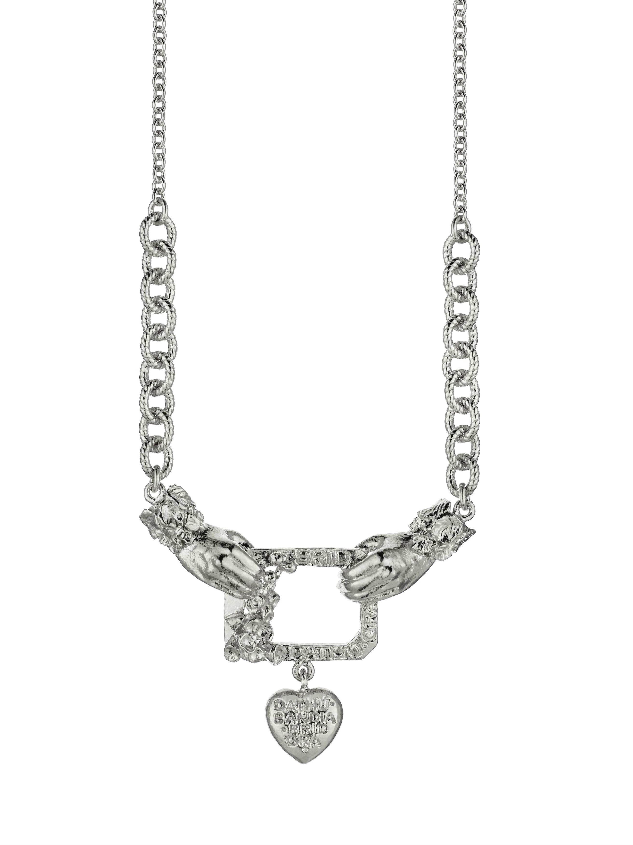AM x Emma Dabiri Graduated Claddagh Foxglove Frame Necklace - image 6 | silver