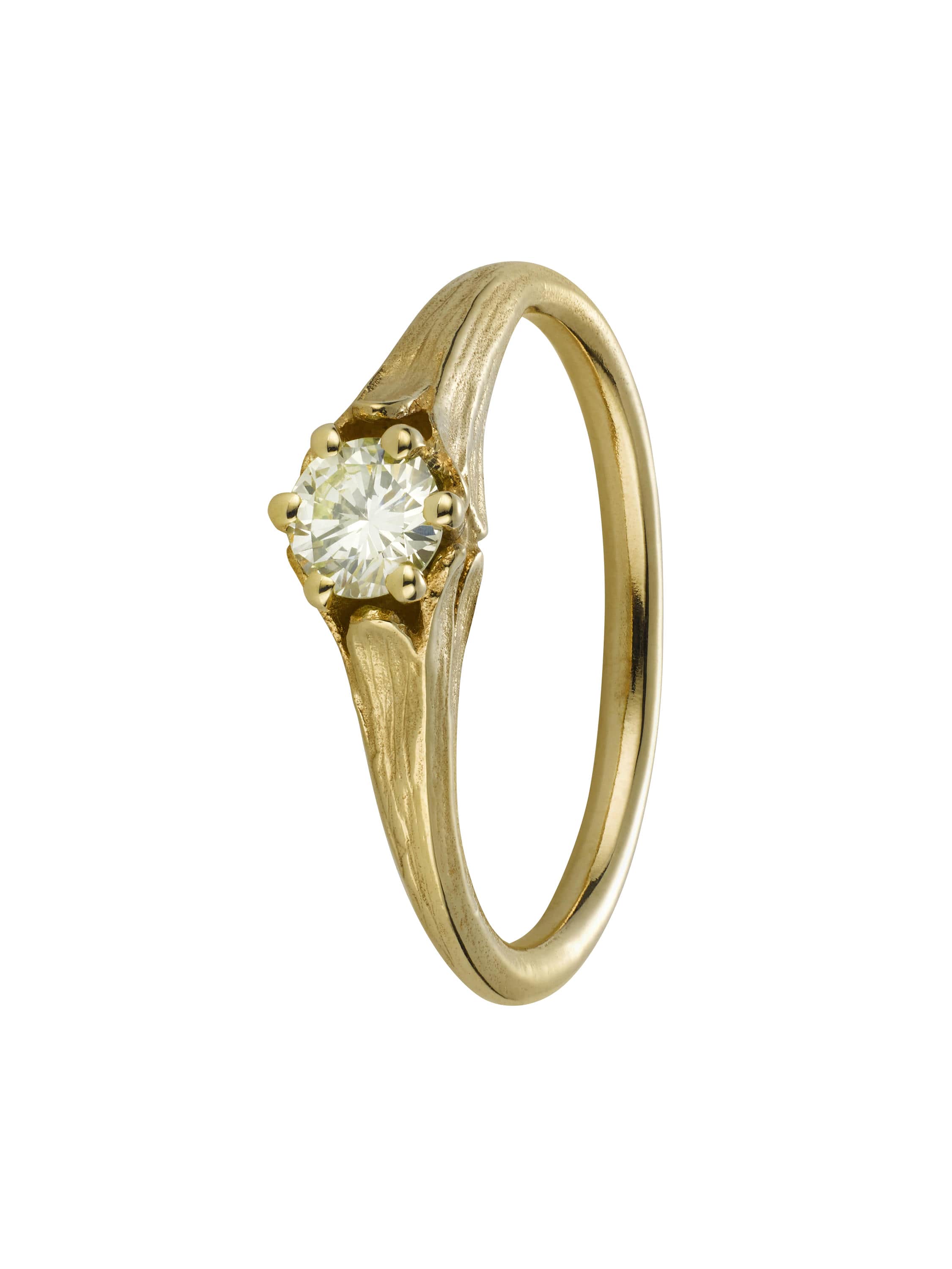 Small Coronet Ring with 0.27ct Fancy Lime-Lemon Diamond - image 1 | 18ct yellow gold