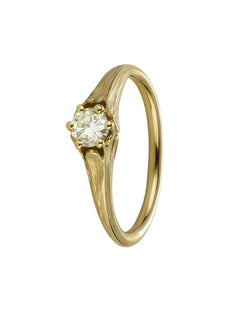 Small Coronet Ring with 0.27ct Fancy Lime-Lemon Diamond