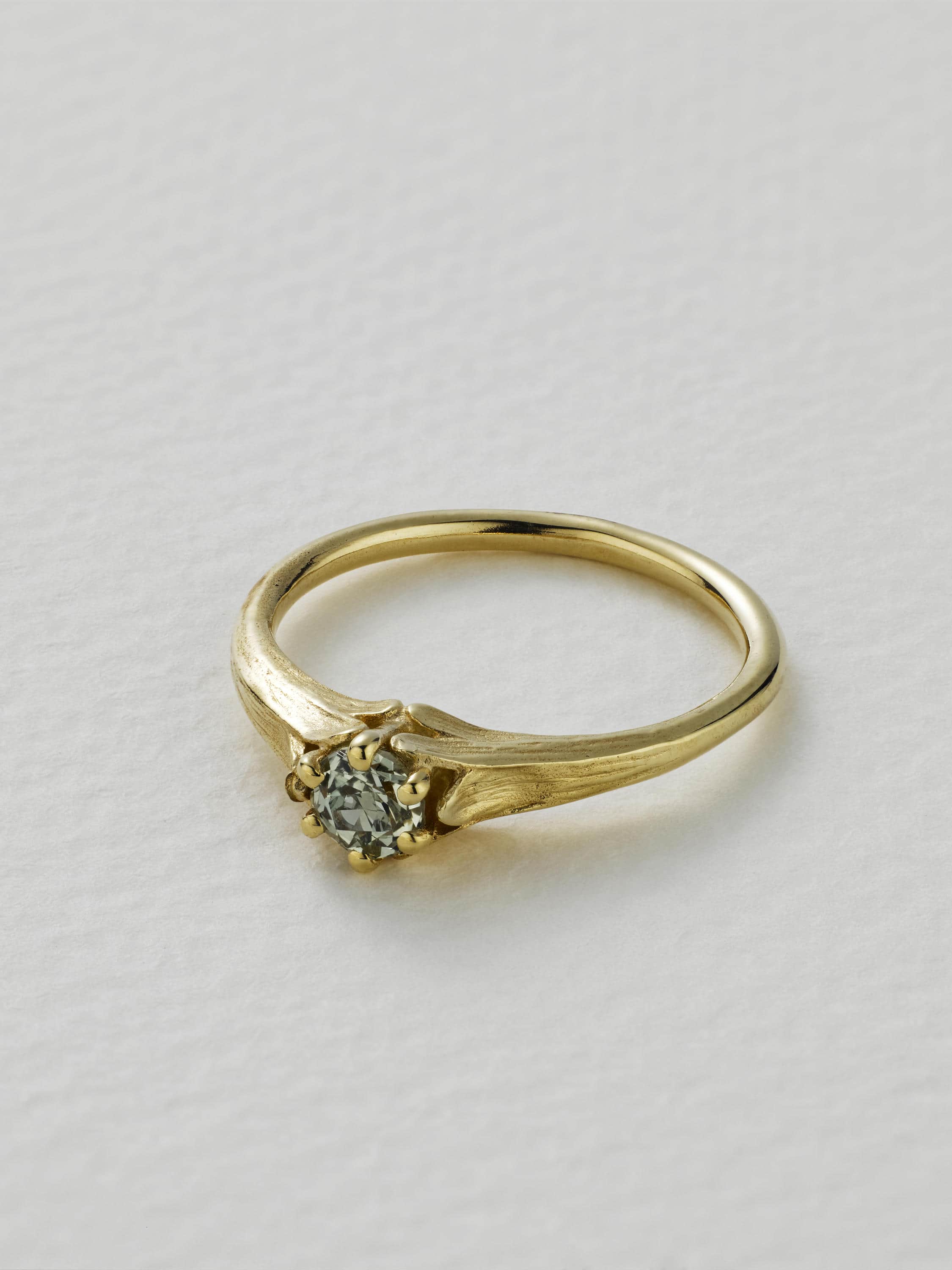 Small Coronet Ring with 0.36ct Sage Green Madagascan Sapphire - image 2 | 18ct yellow gold