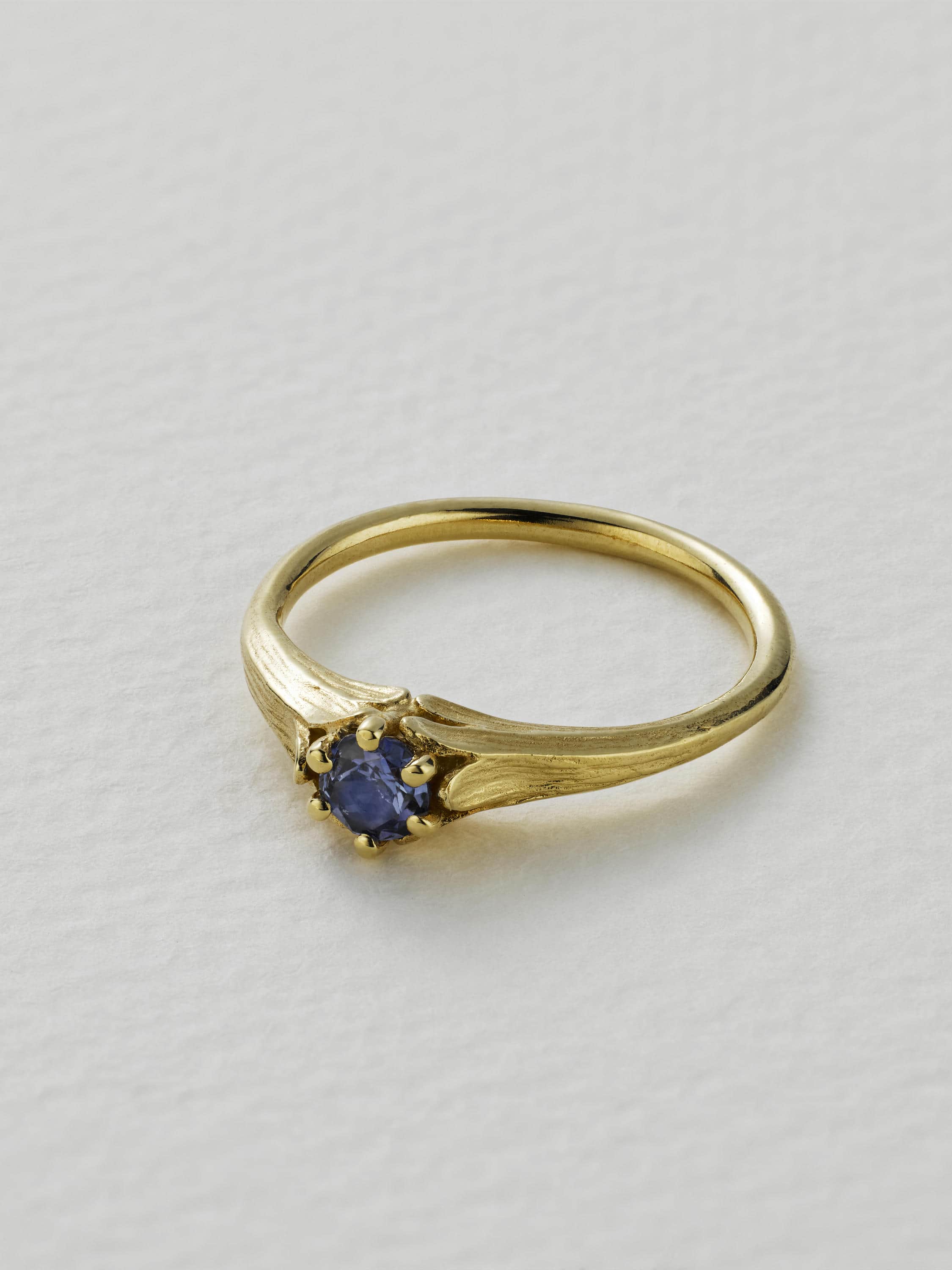 Small Coronet Ring with 0.33ct Cornflower Blue Sri Lankan Sapphire - image 2 | 18ct yellow gold