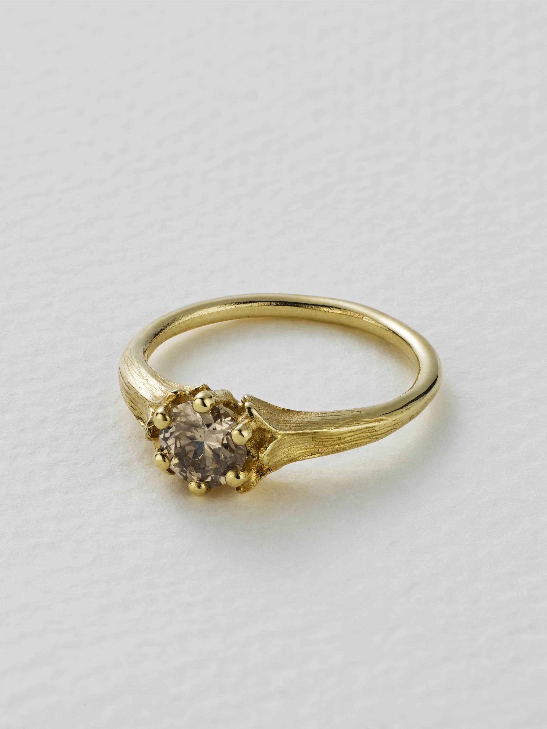 Large Coronet Ring with 0.67ct Champagne Diamond - image 2 | 18ct yellow gold