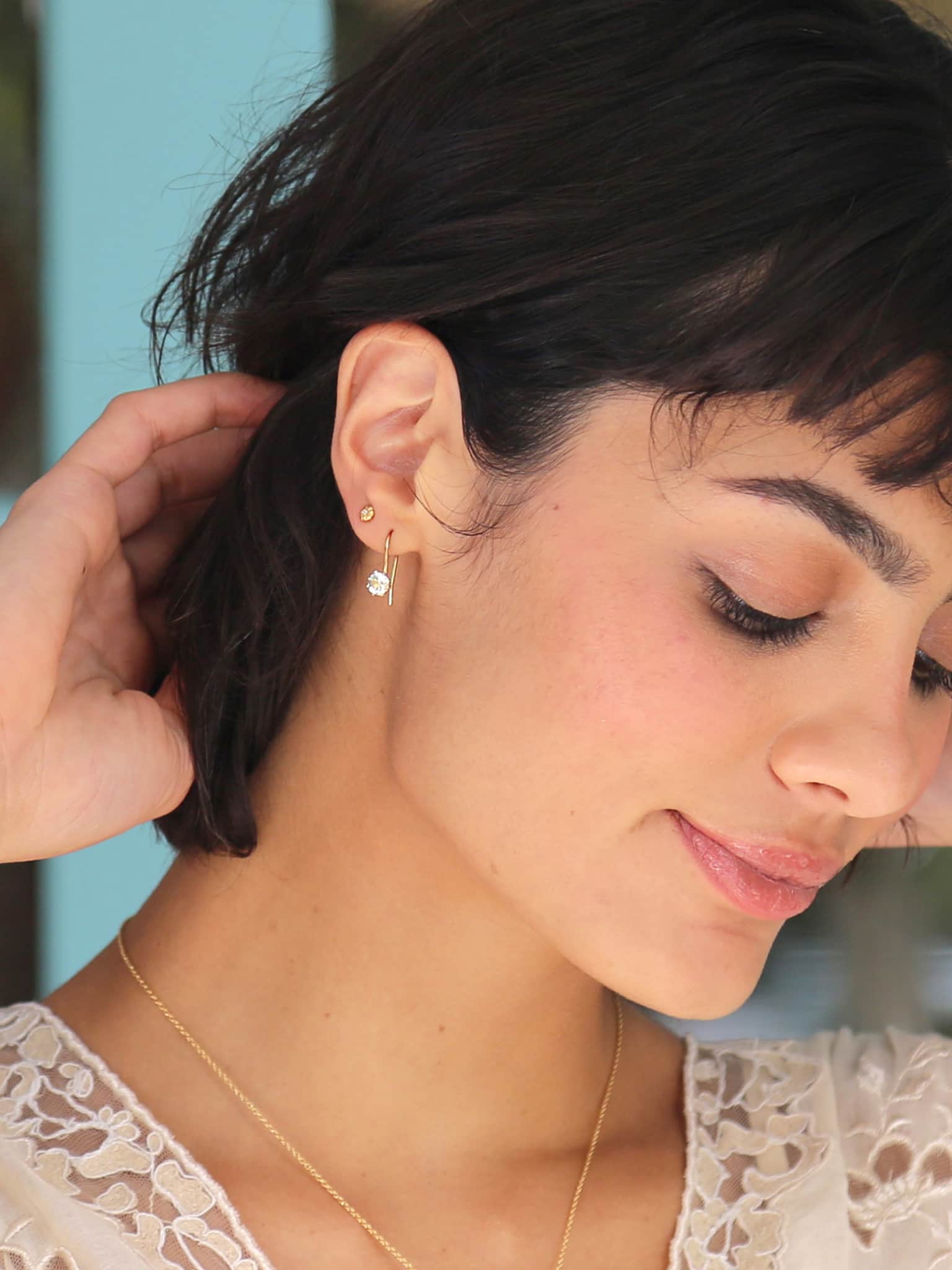 Bud Diamond Stud Earrings - image 2