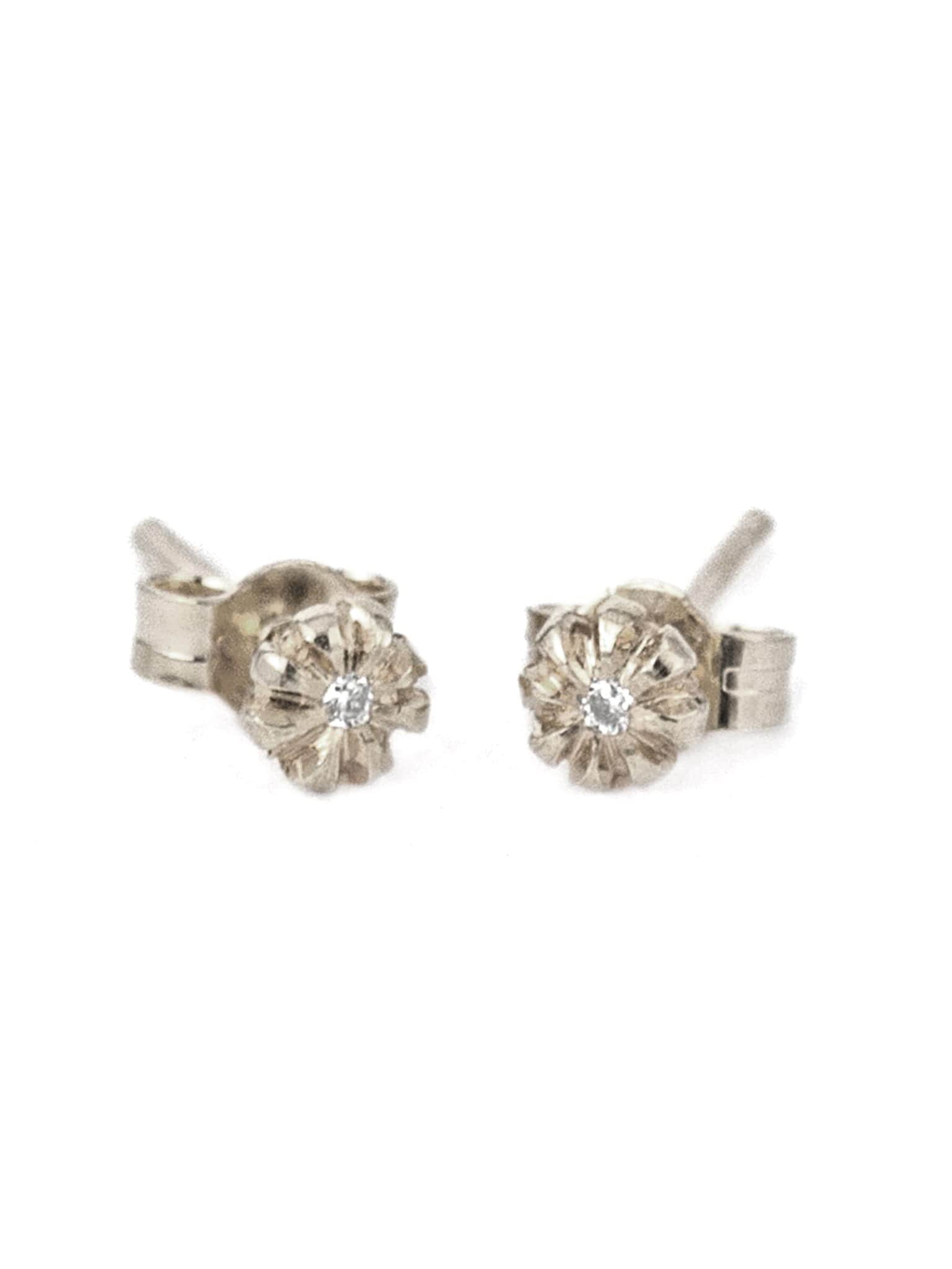 Bud Diamond Stud Earrings - image 5 | silver