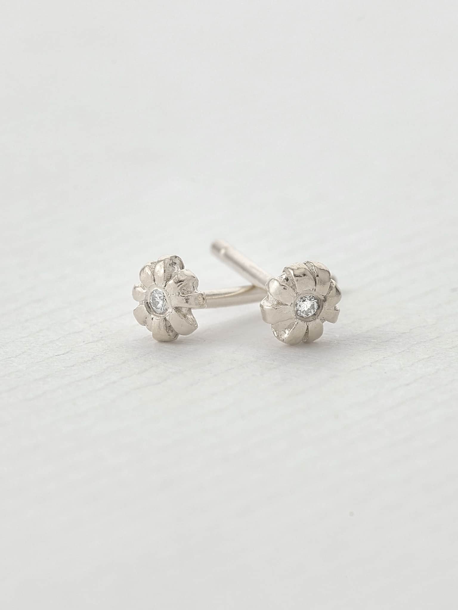 Bud Diamond Stud Earrings - image 6 | silver
