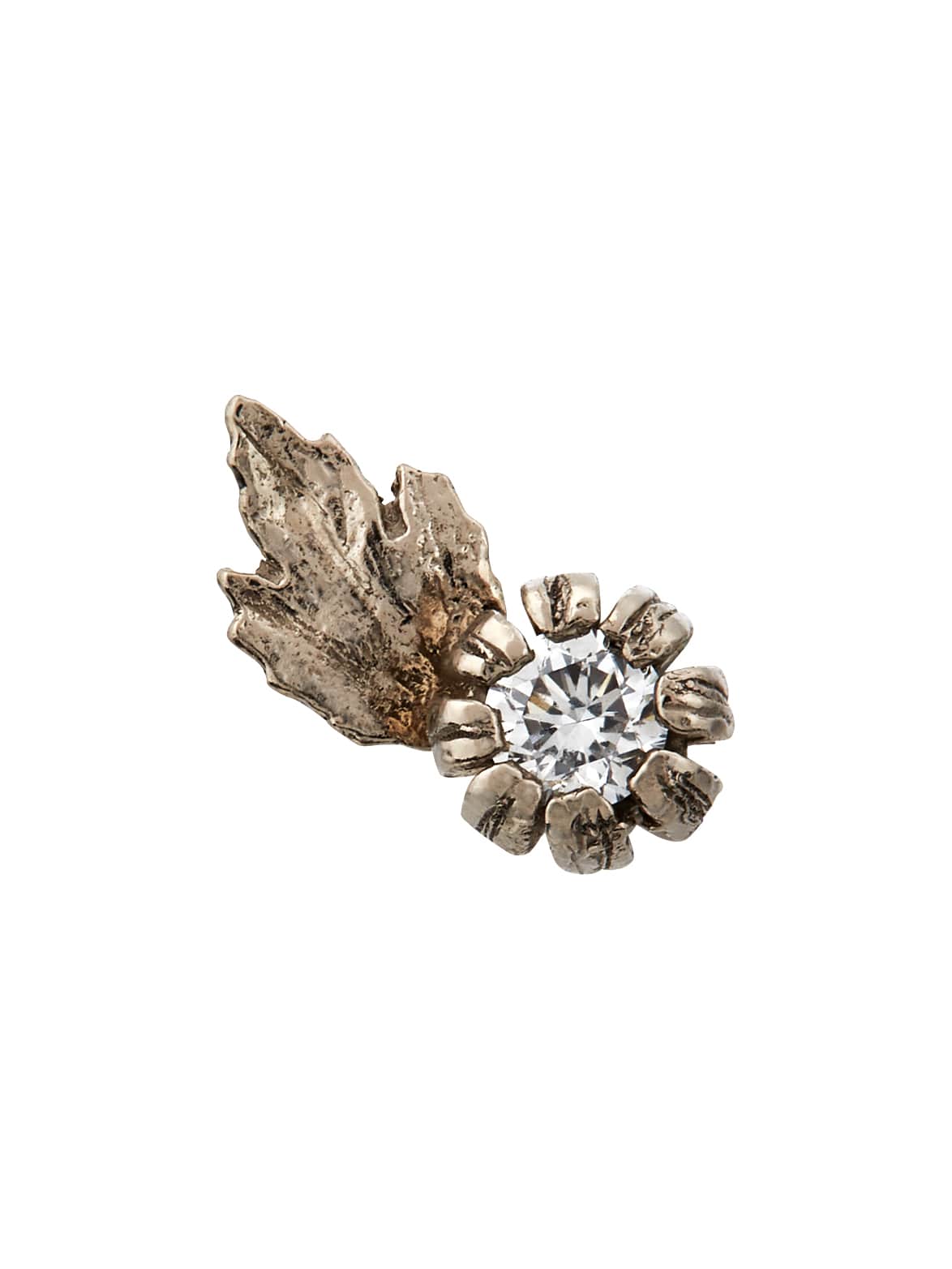 Single Seruni Bud & Leaf Diamond Stud Earring - image 1 | 18ct white gold