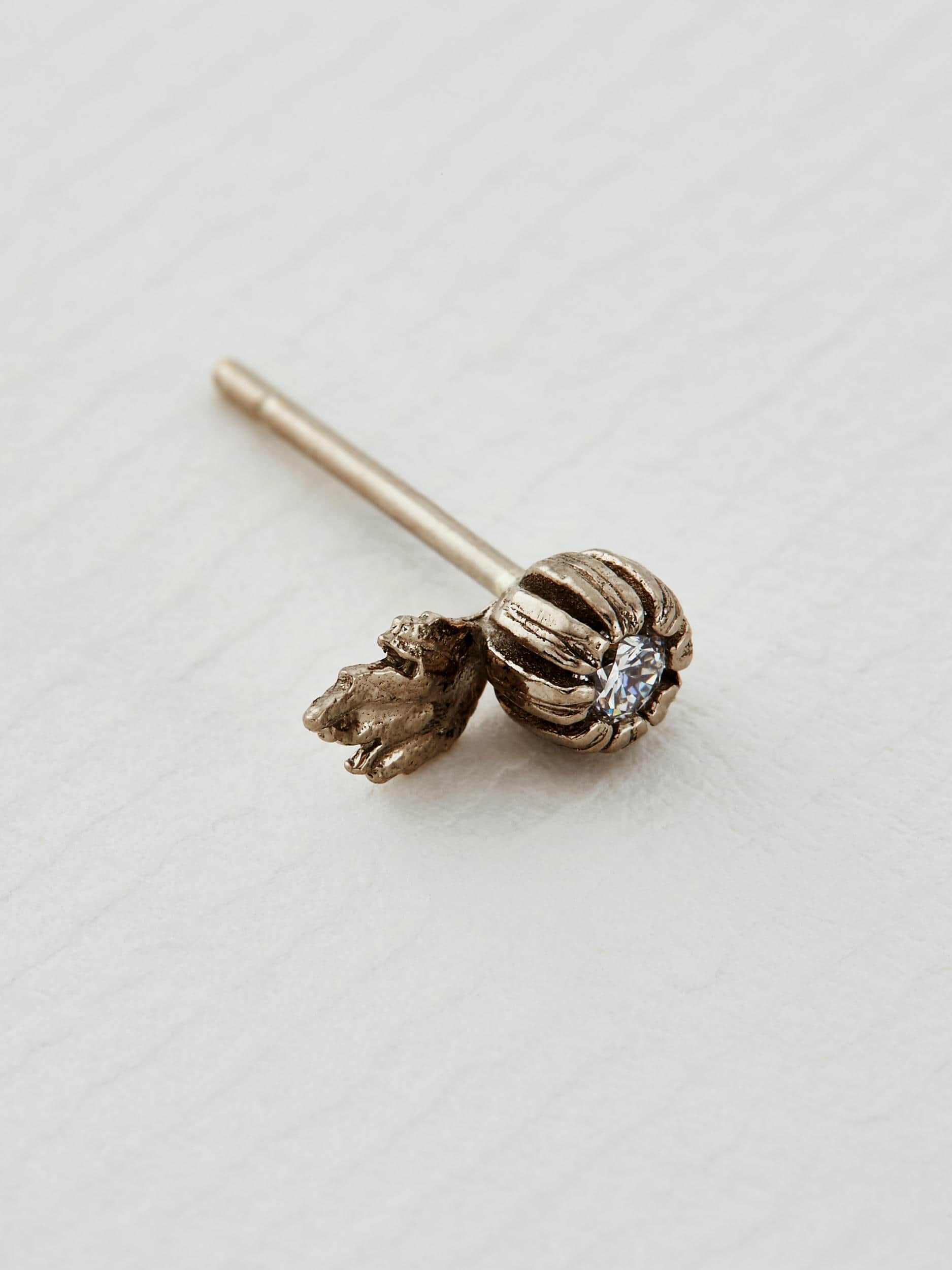 Single Seruni Bud & Leaf Diamond Stud Earring - image 3 | 18ct white gold