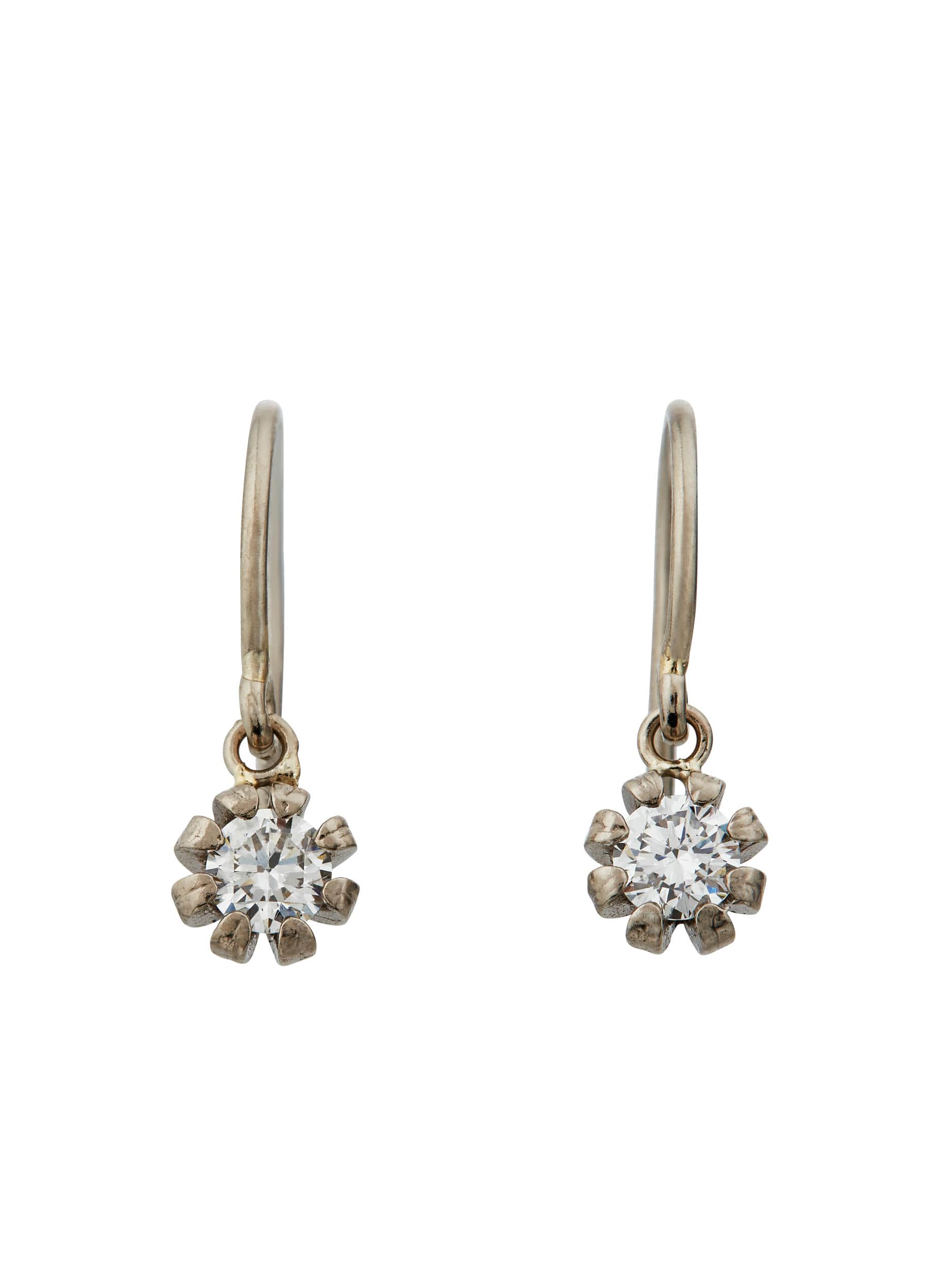 Seruni Bud Diamond Hook Drop Earrings - image 5 | 18ct white gold