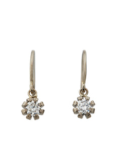 Seruni Bud Diamond Hook Drop Earrings
