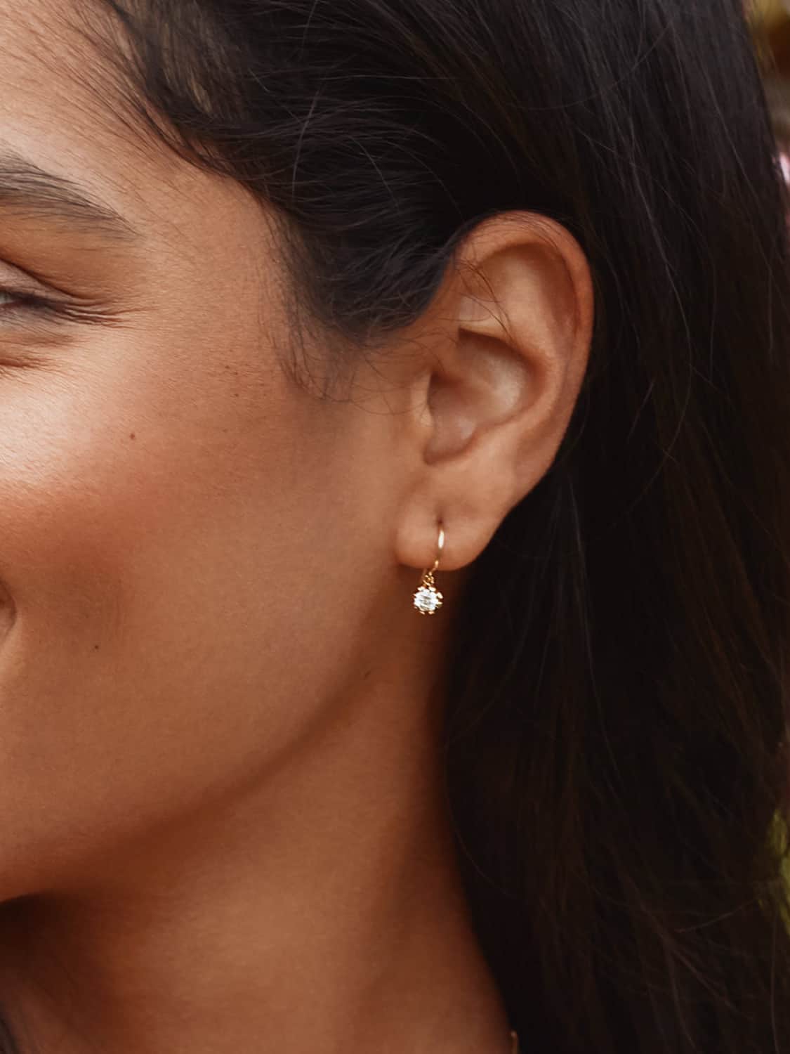 Seruni Bud Diamond Hook Drop Earrings - image 6