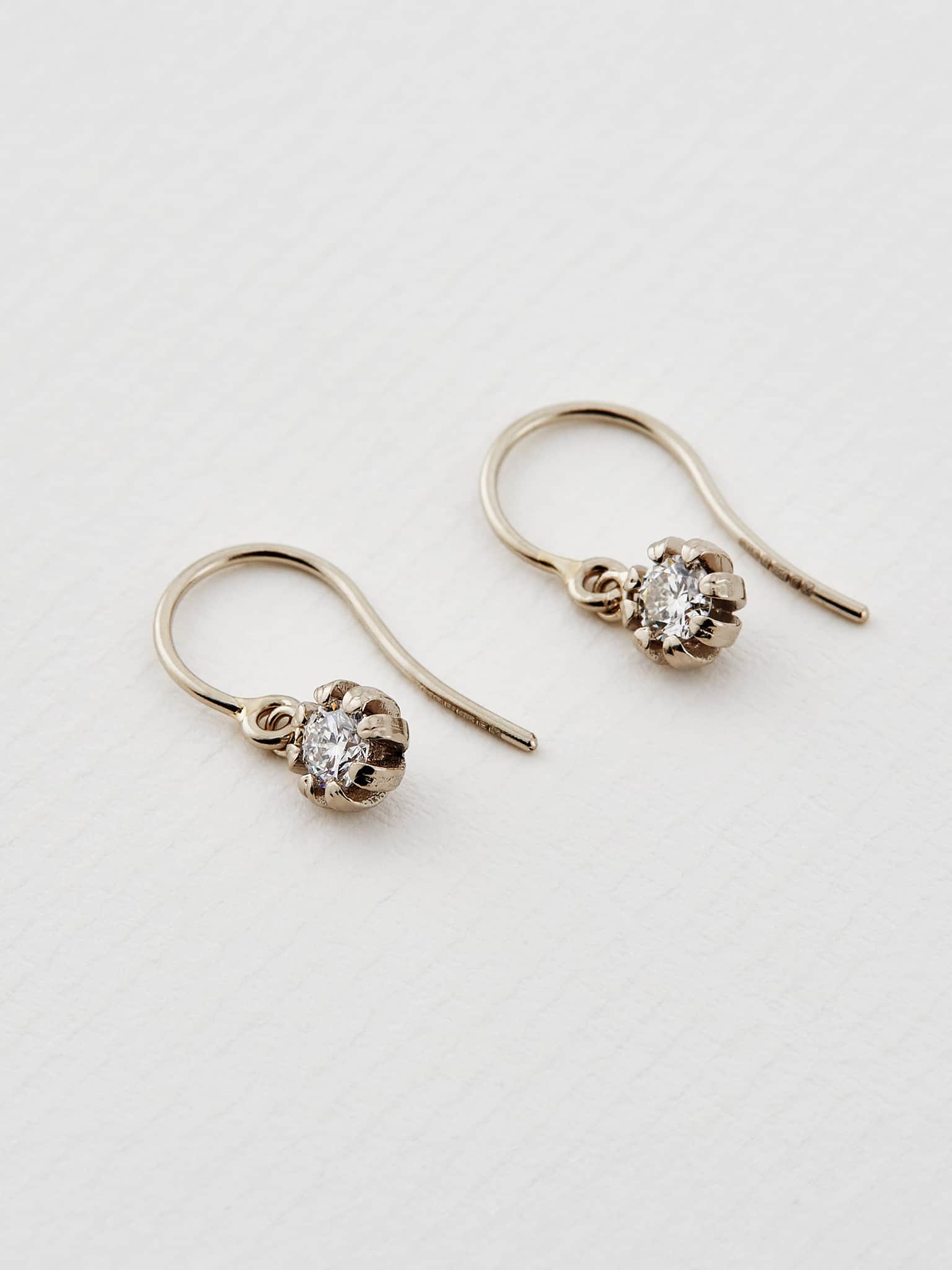 Seruni Bud Diamond Hook Drop Earrings - image 7 | 18ct white gold