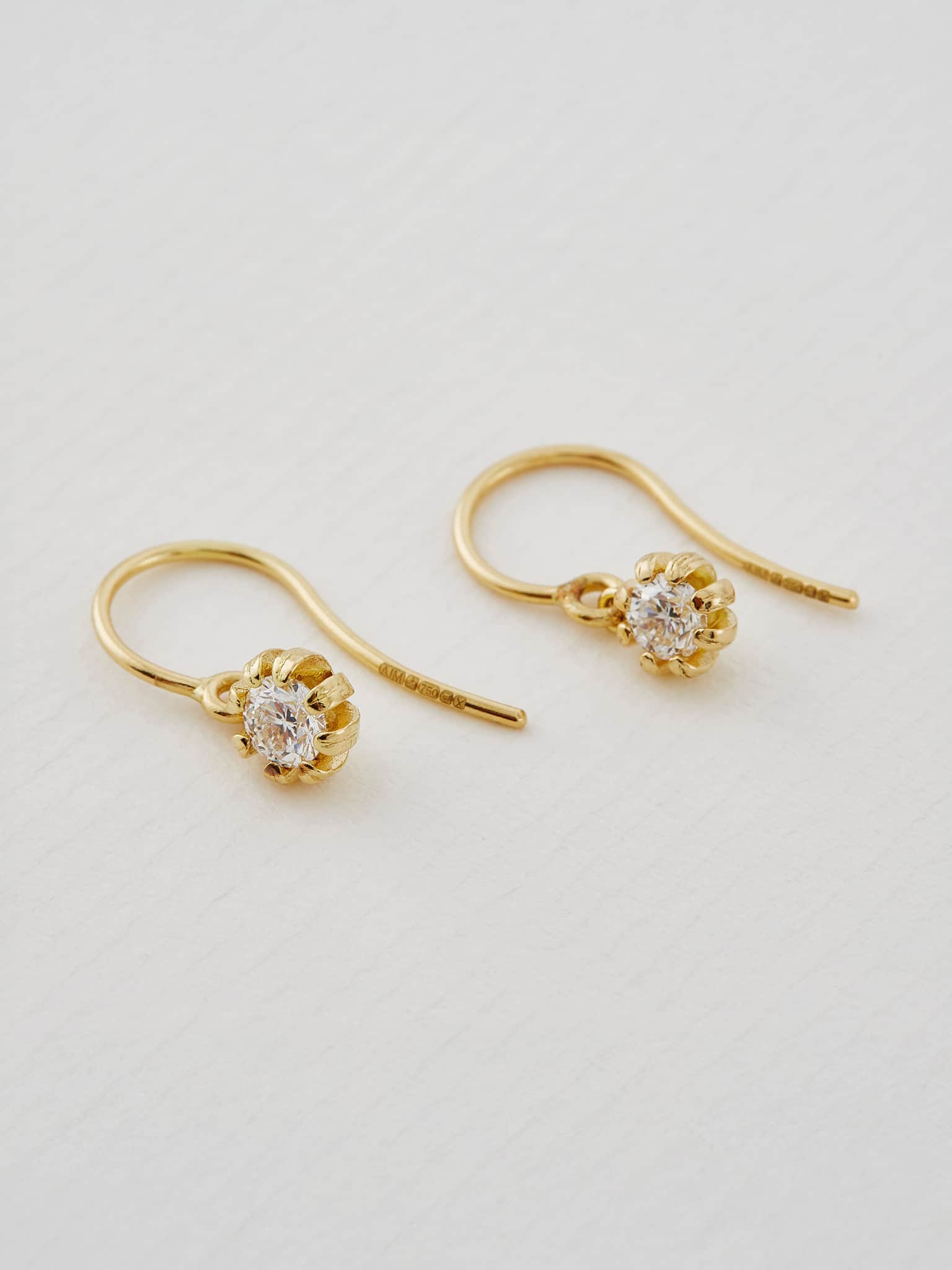 Seruni Bud Diamond Hook Drop Earrings - image 4 | 18ct yellow gold