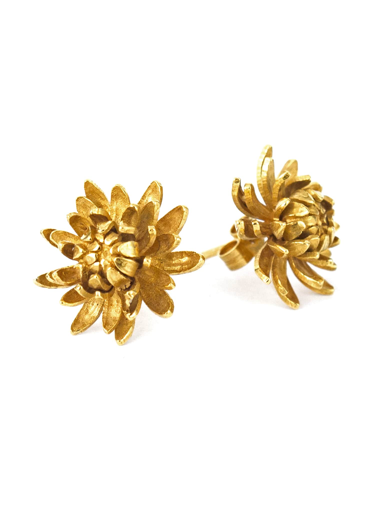 Chrysanthemum Flower Stud Earrings - image 1 | gold plate