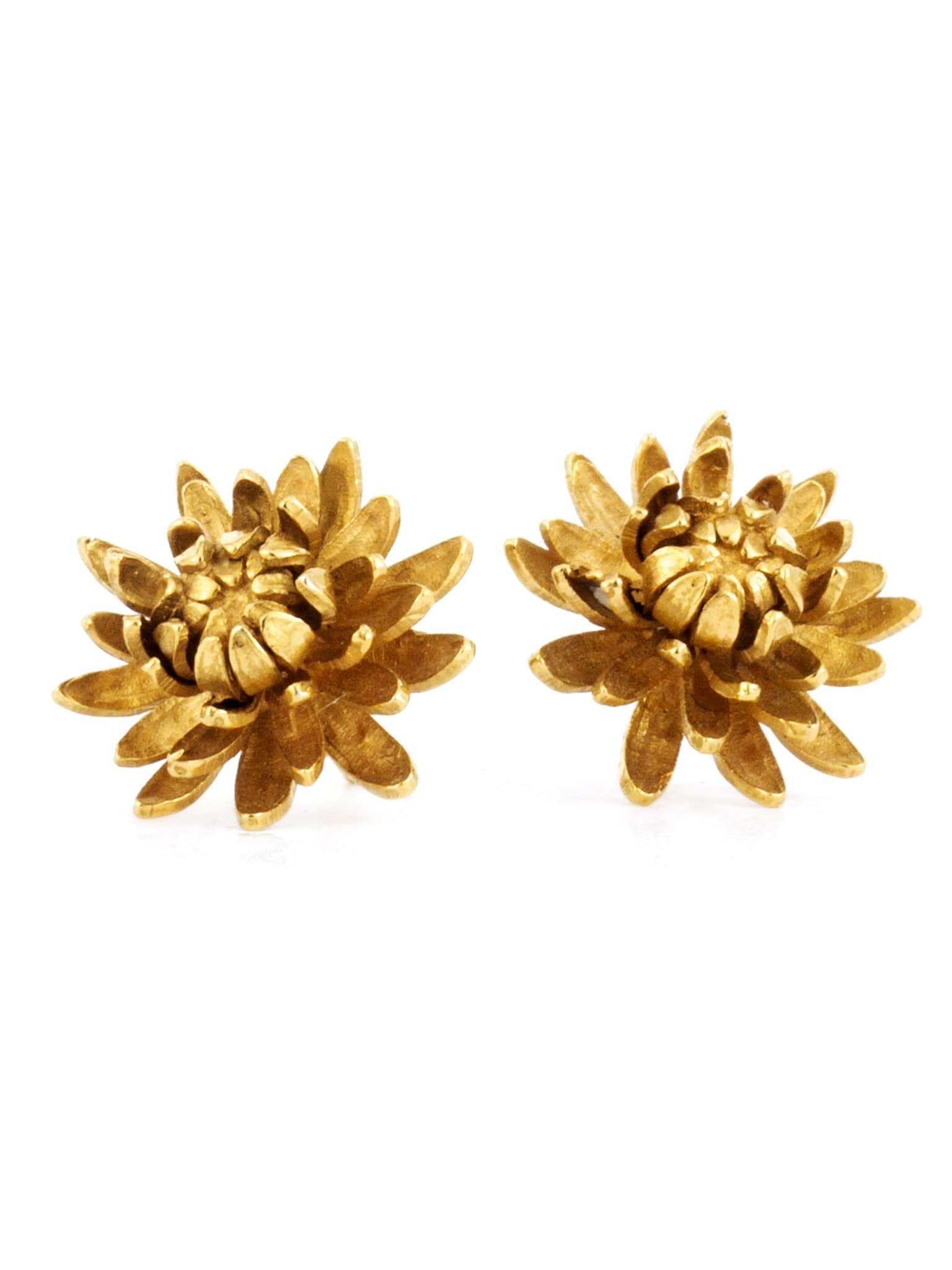 Chrysanthemum Flower Stud Earrings - image 4 | gold plate
