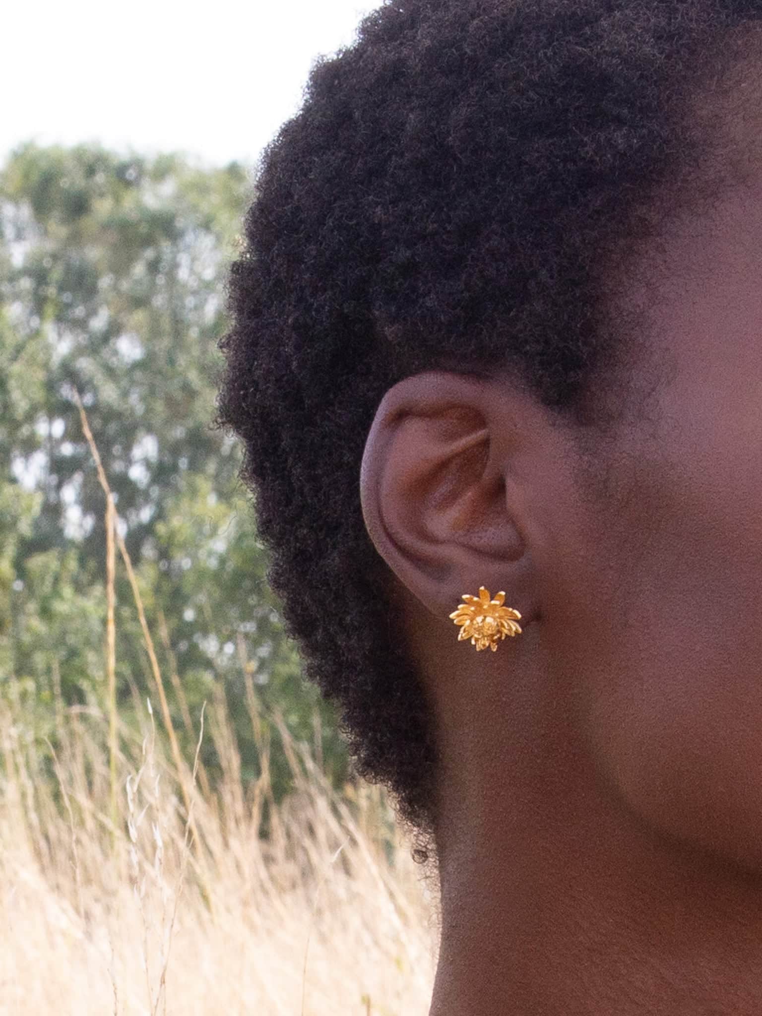 Chrysanthemum Flower Stud Earrings - image 2