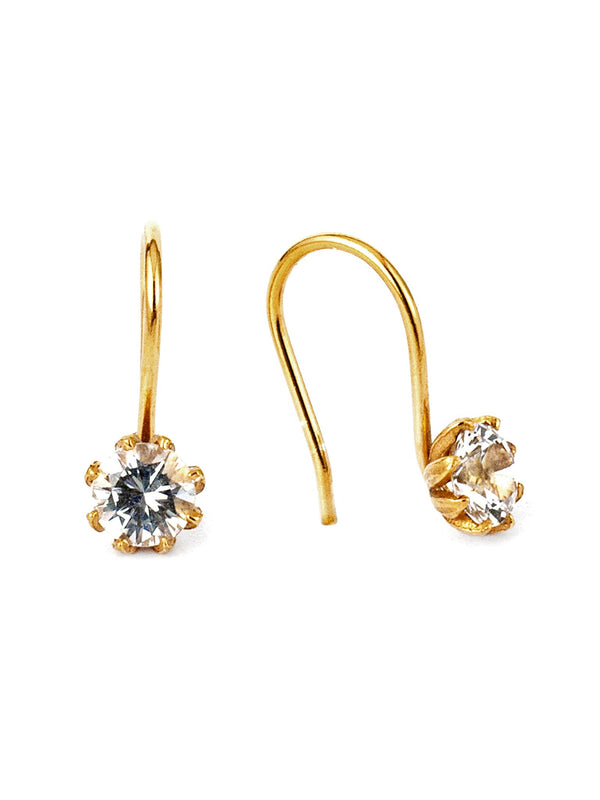 White Topaz Bud Hook Earrings