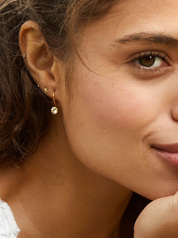 White Topaz Bud Hook Earrings