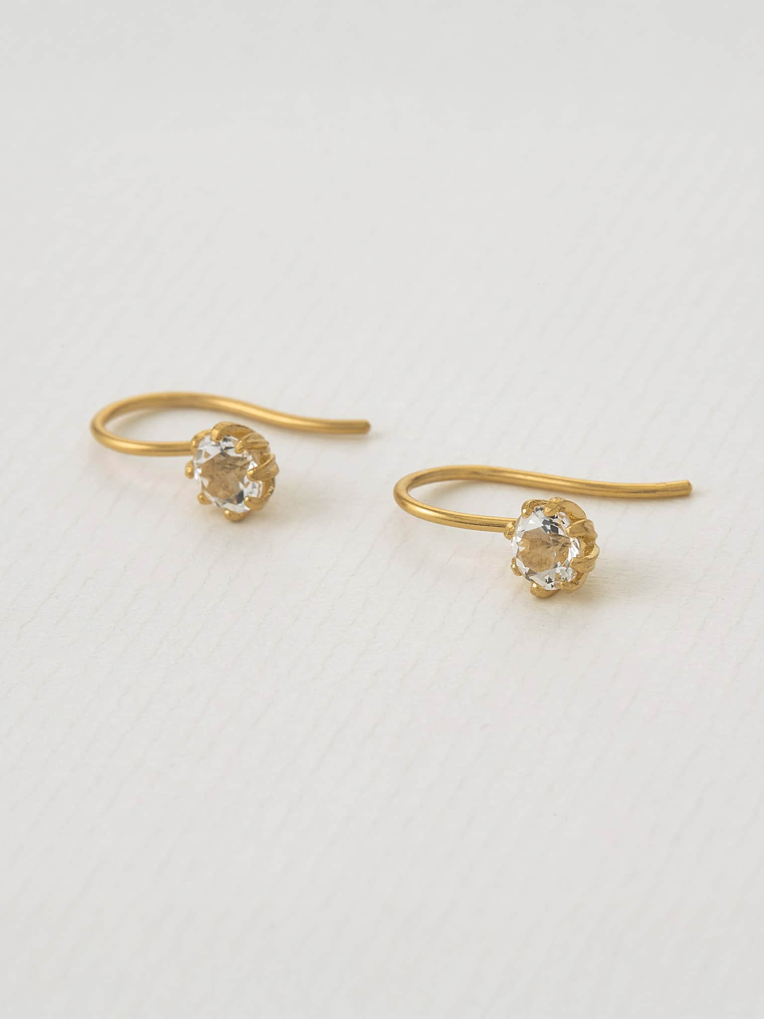 White Topaz Bud Hook Earrings - image 3 | gold plate