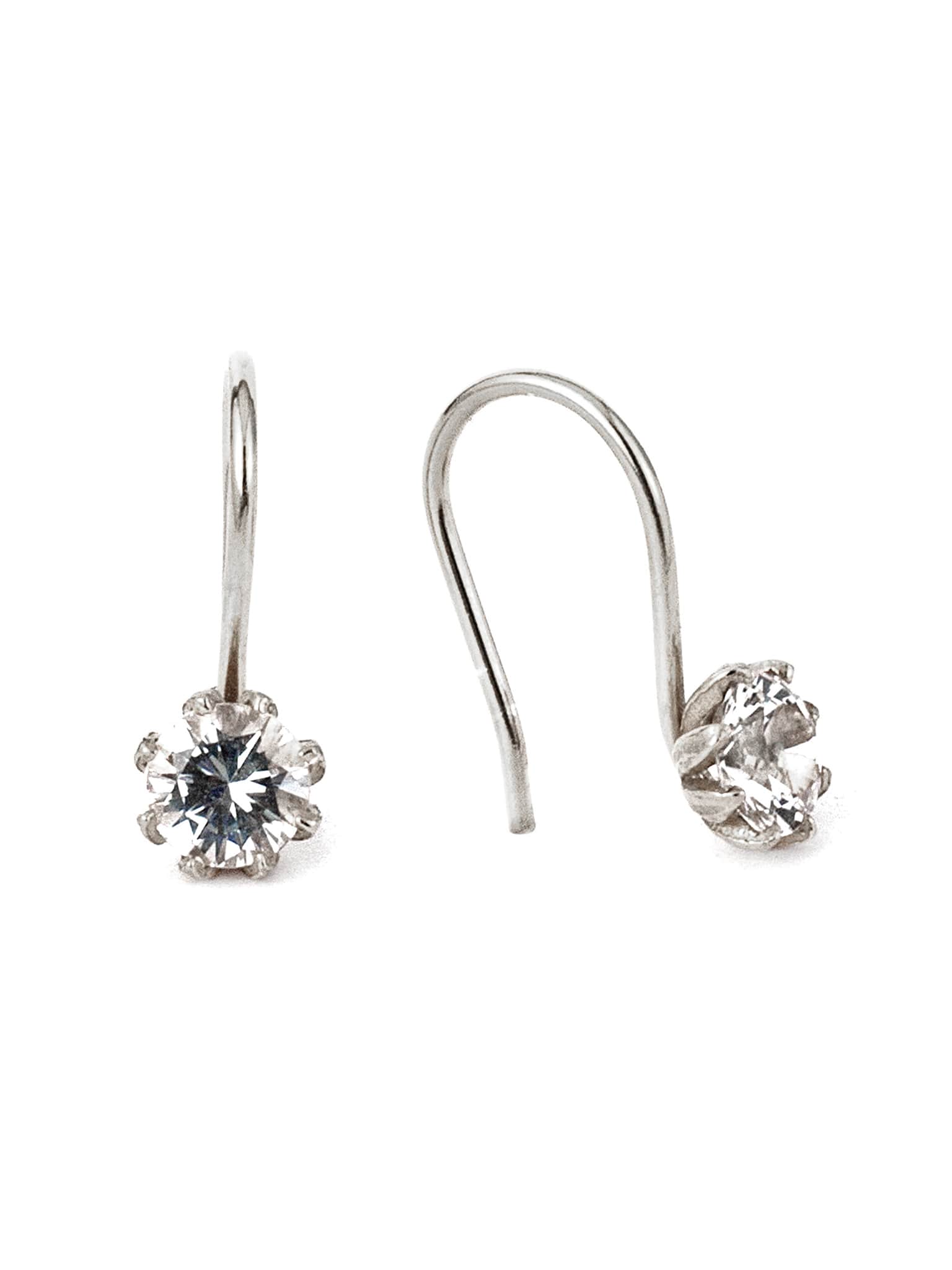 White Topaz Bud Hook Earrings - image 4 | silver