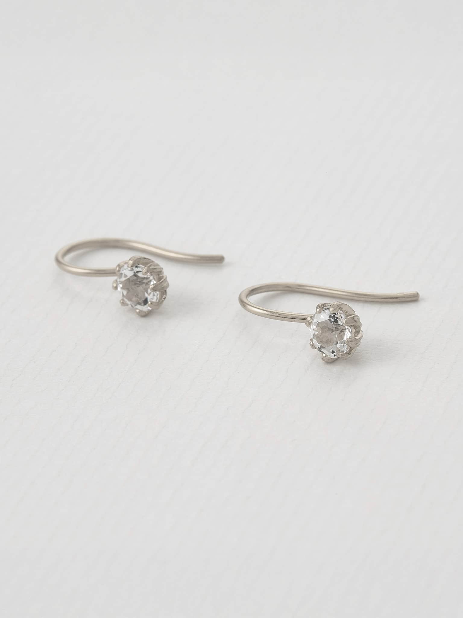White Topaz Bud Hook Earrings - image 6 | silver
