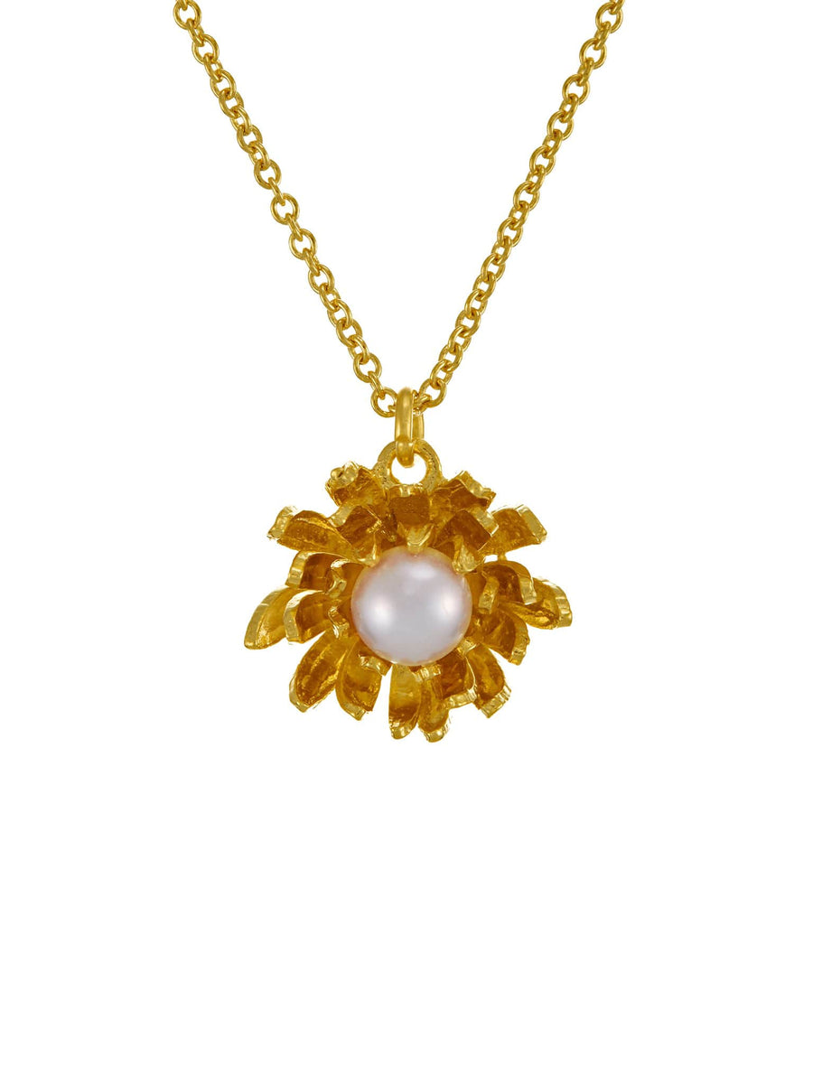 Chrysanthemum Flower Pearl Necklace