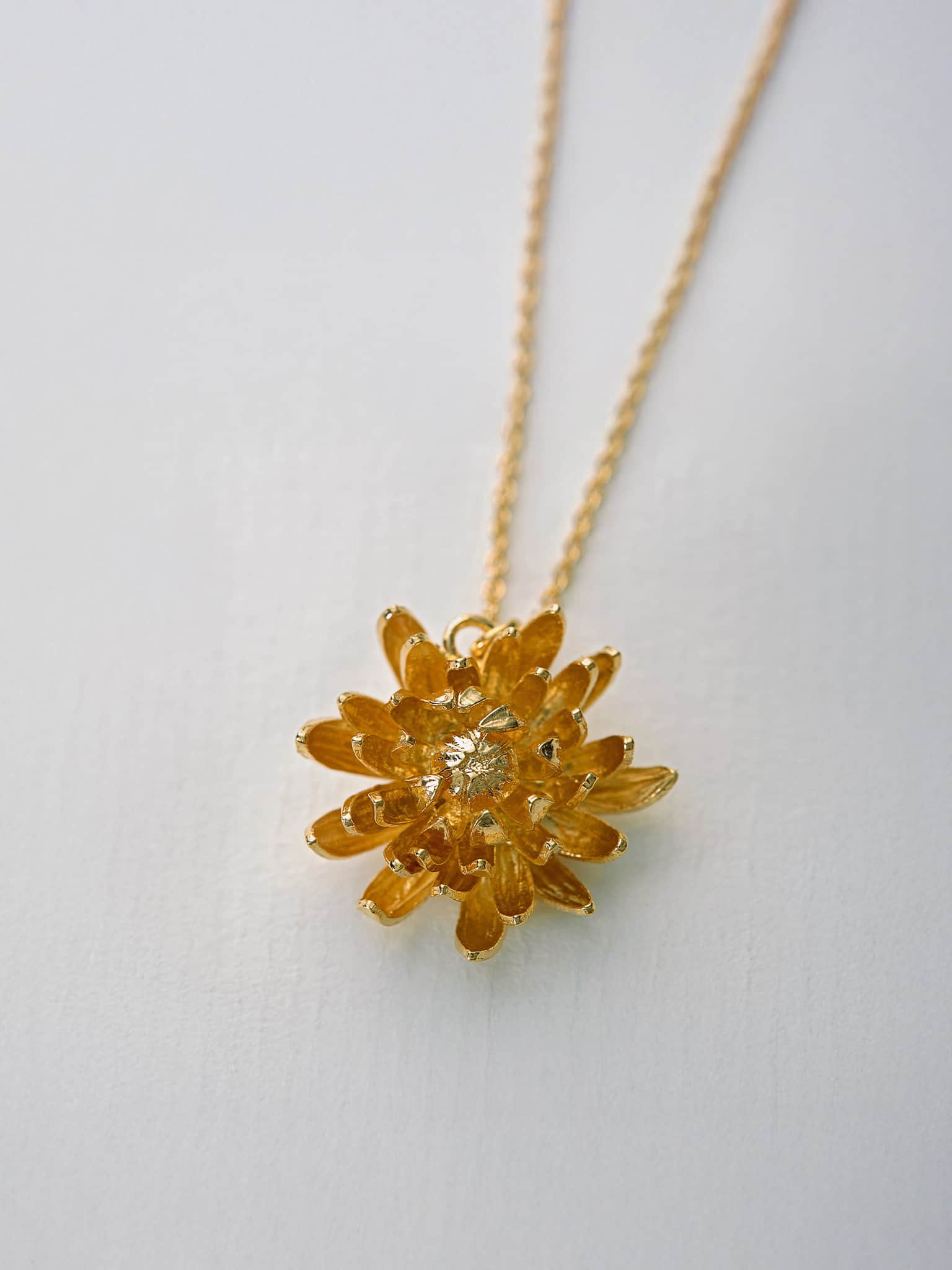Chrysanthemum Flower Necklace - image 5 | gold plate