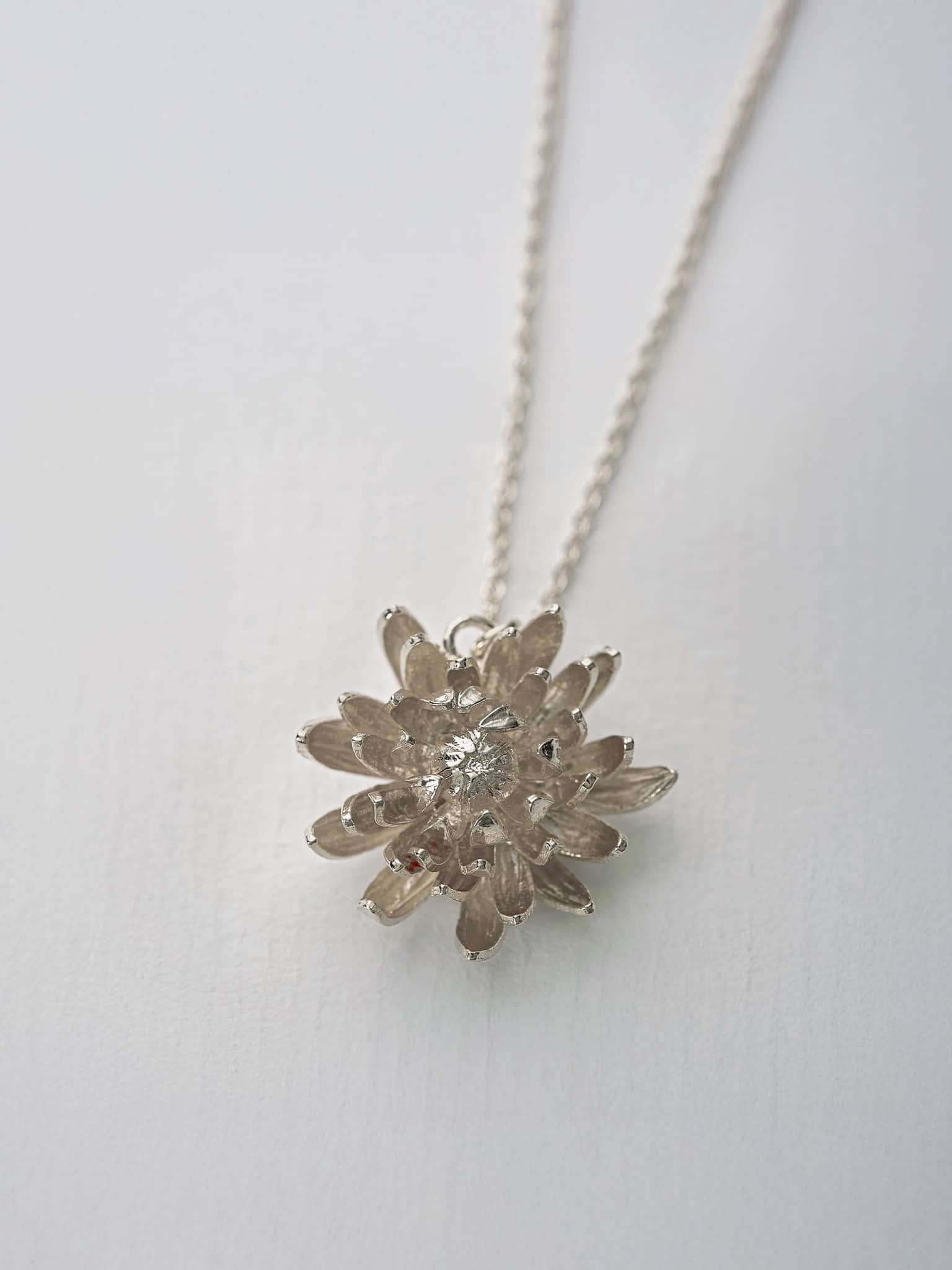 Chrysanthemum Flower Necklace - image 9 | silver