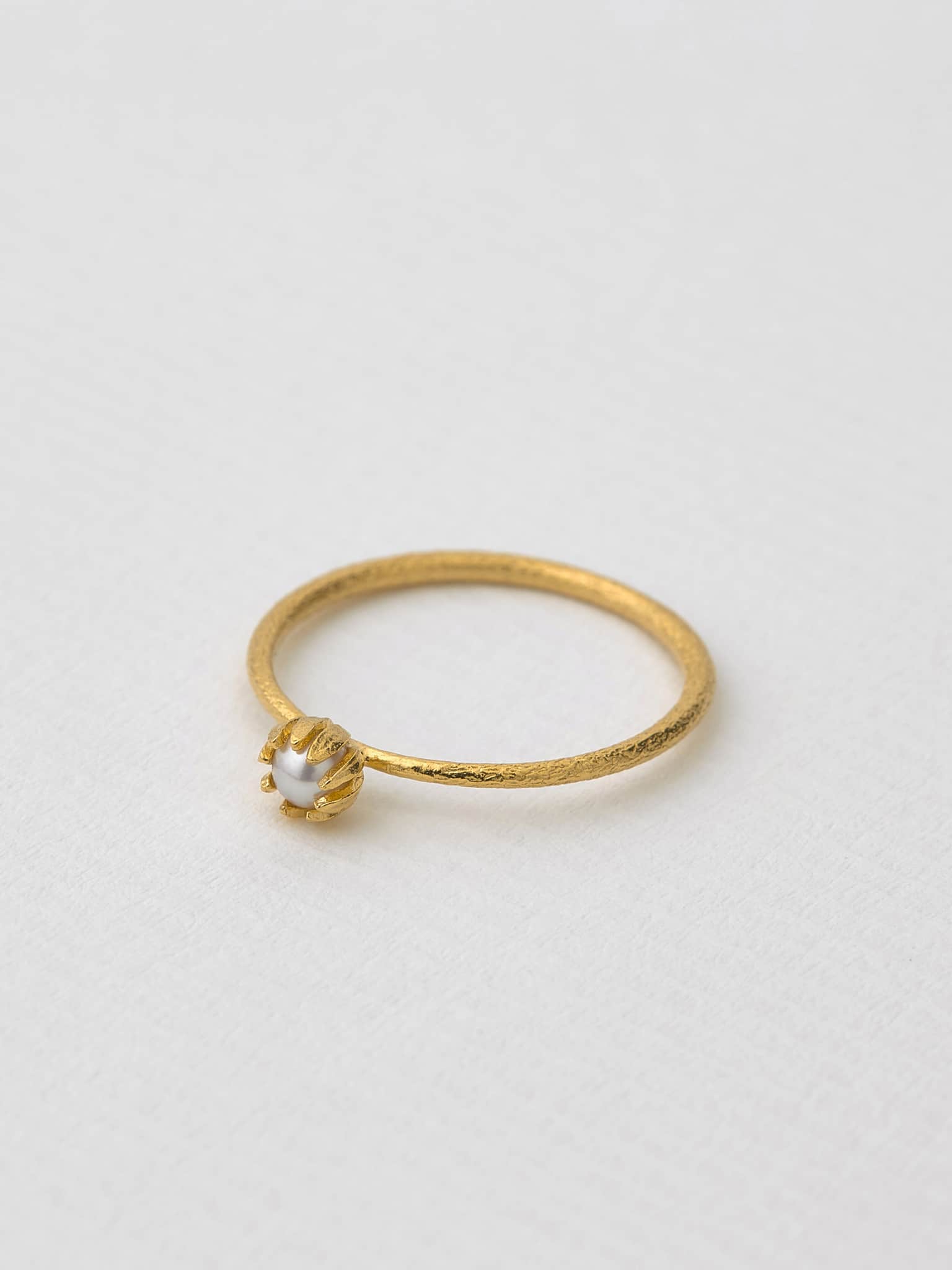 Baby Pearl Bud Ring - image 3 | gold plate