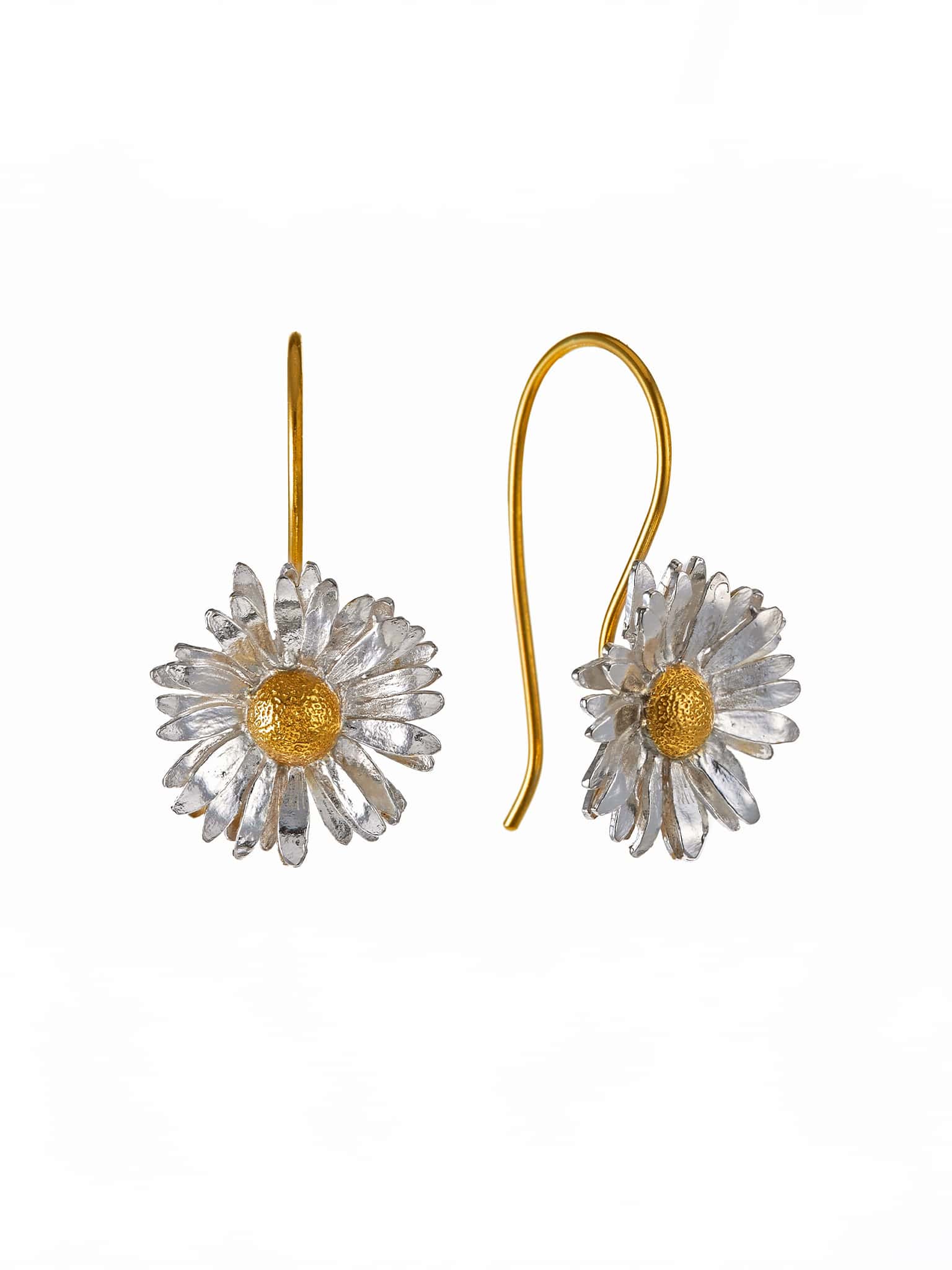 Big Daisy Hook Earrings - image 1 | silver & gold plate