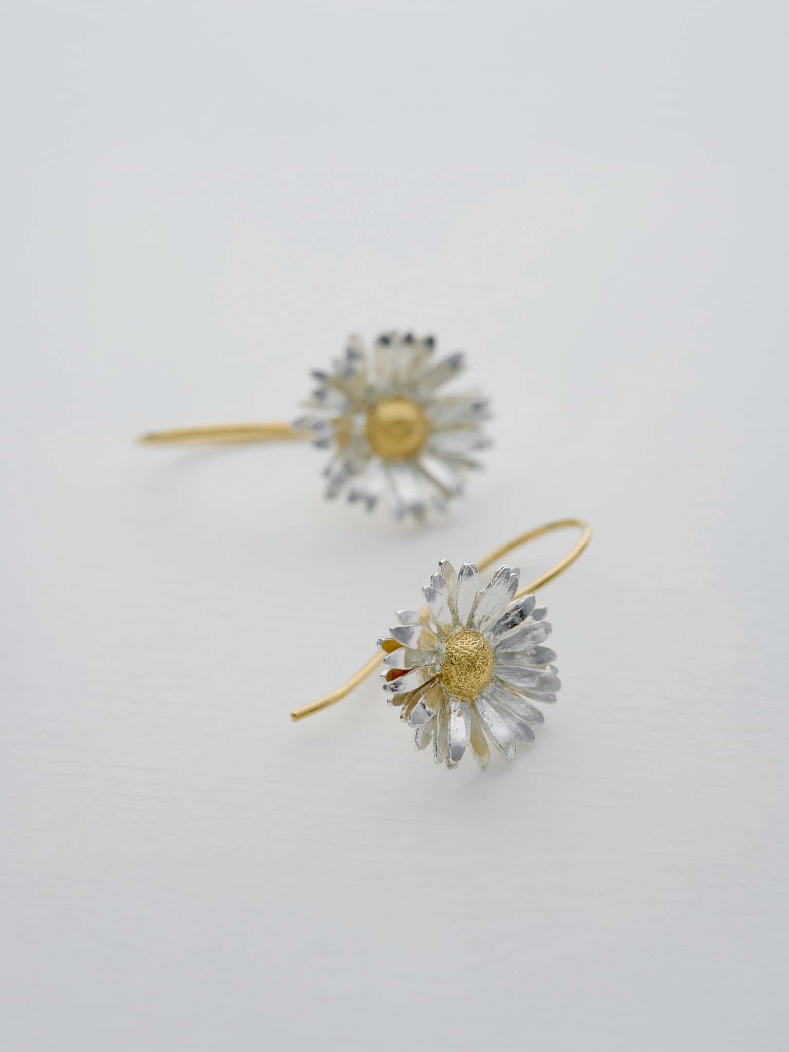 Big Daisy Hook Earrings - image 4 | silver & gold plate