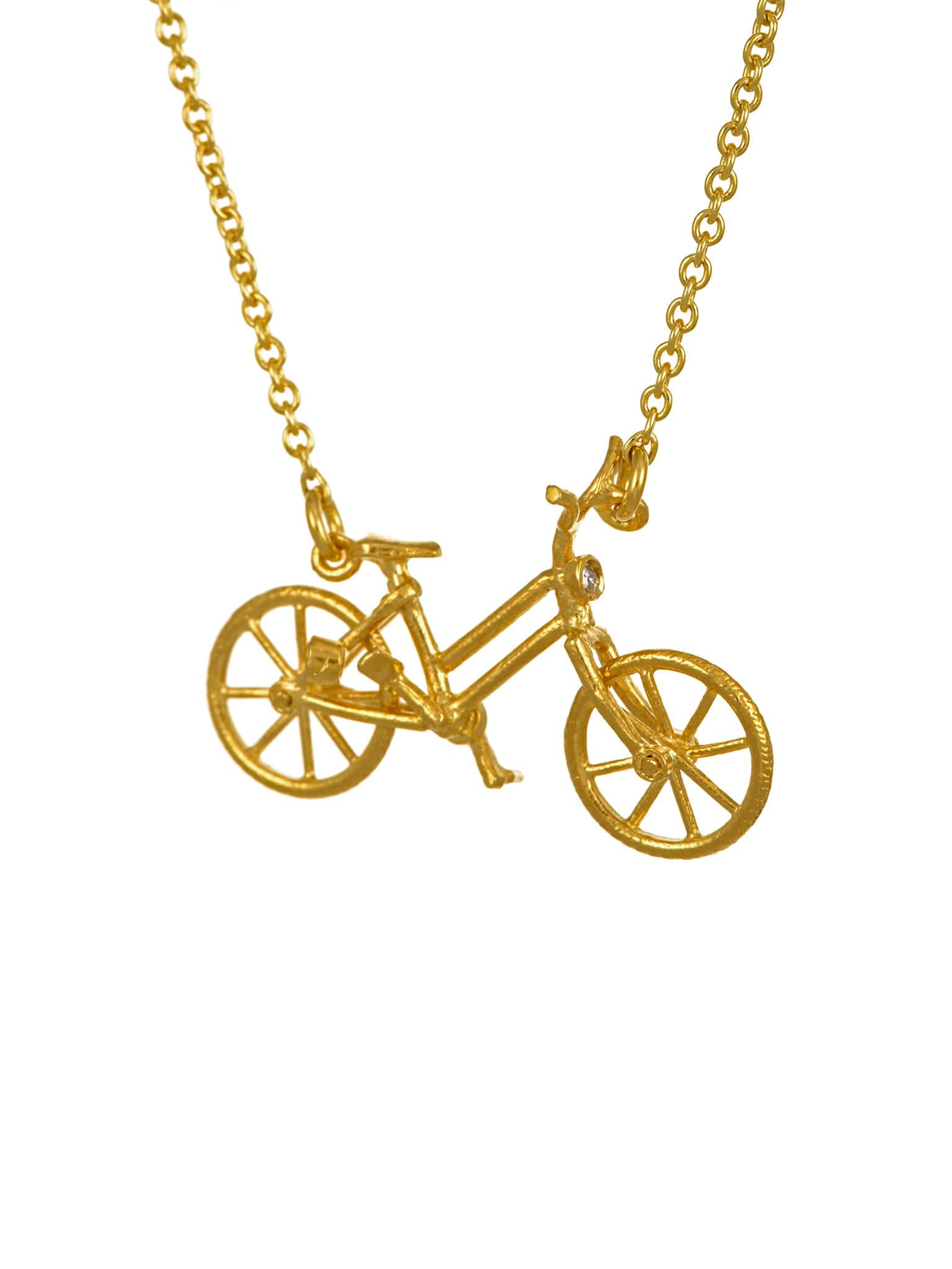 Vintage Bicycle Necklace with Gemstone Lights - image 1 | gold plate