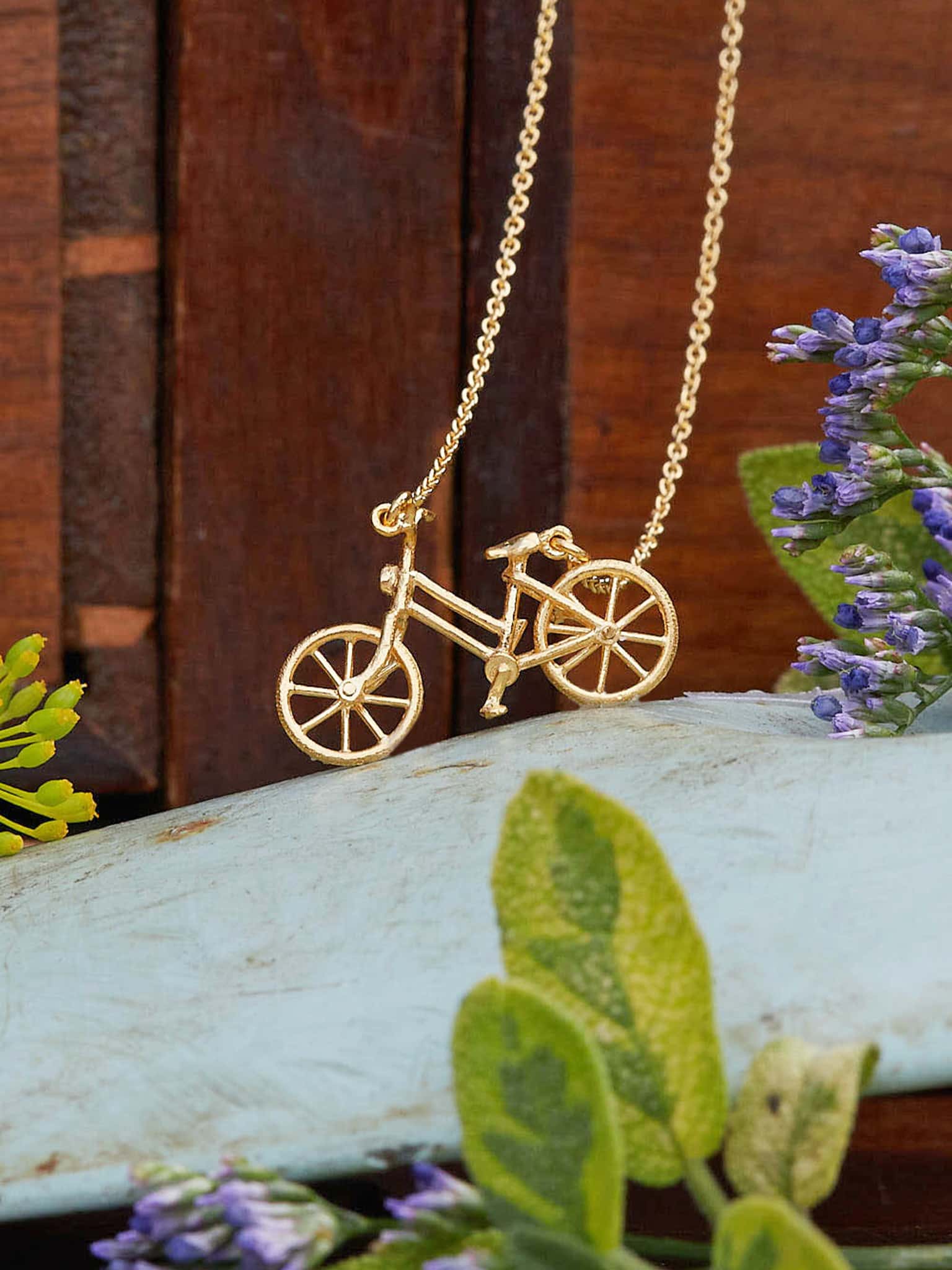 Vintage Bicycle Necklace with Gemstone Lights - image 3