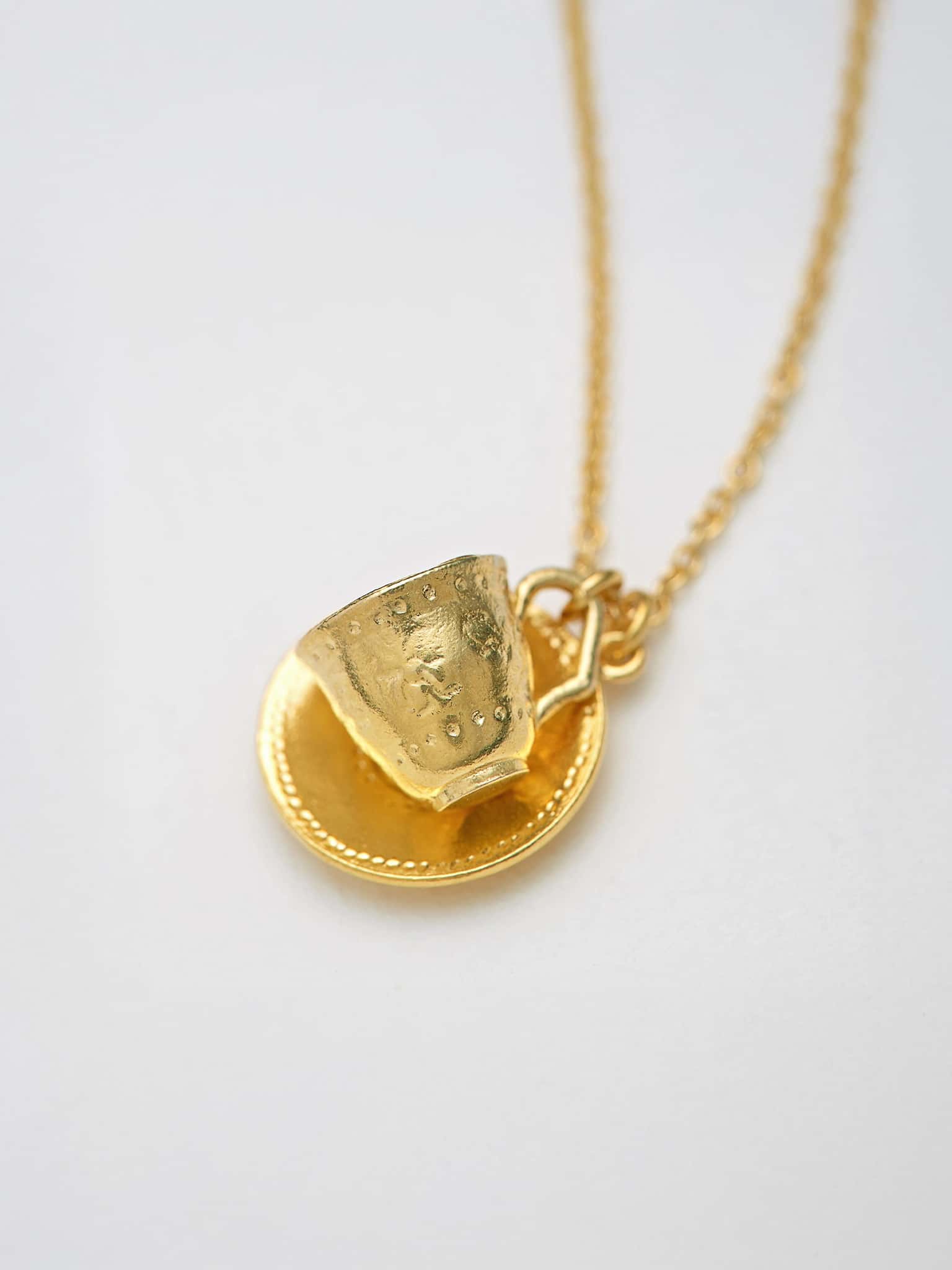Teacup & Saucer Necklace - image 4 | gold plate